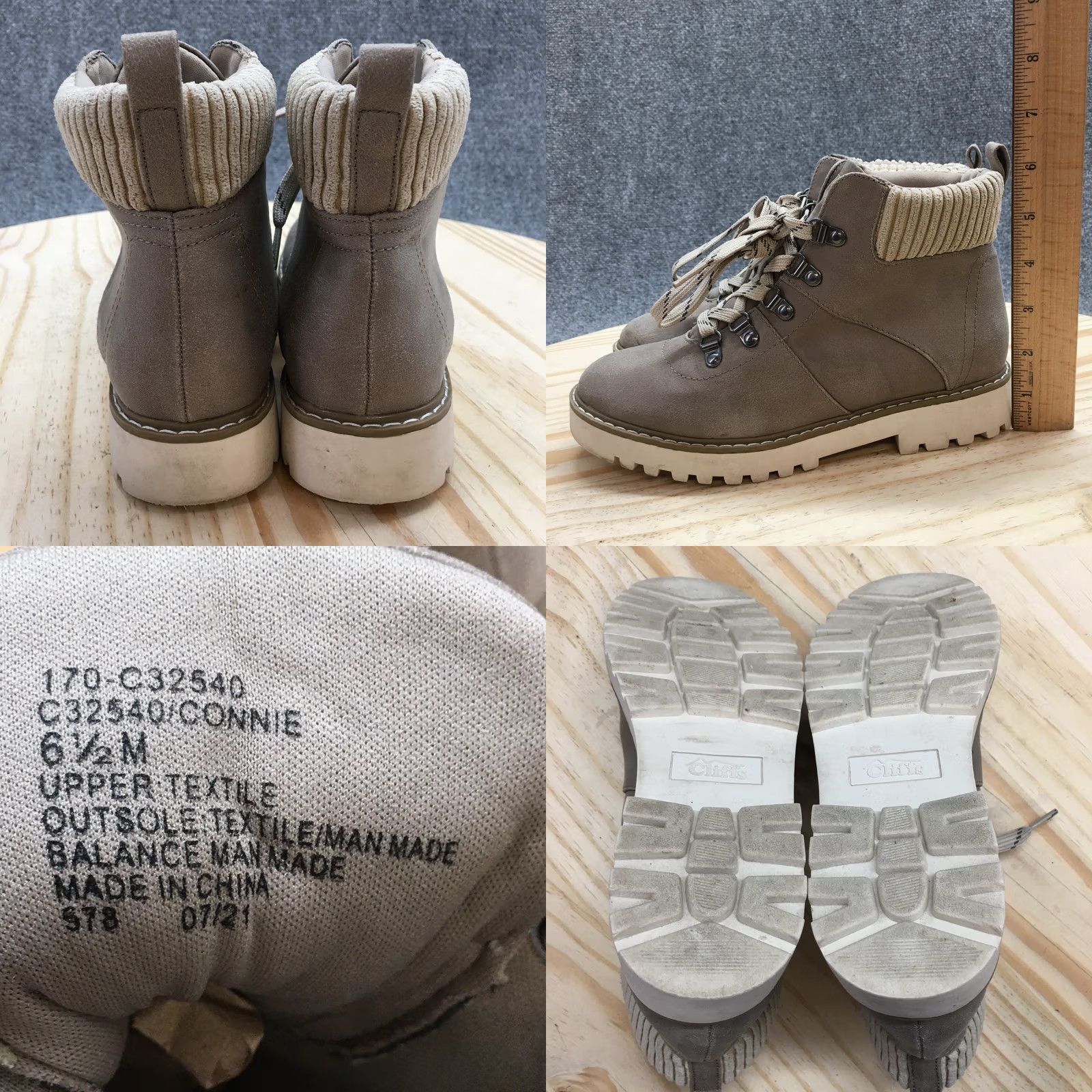 Vintage Cliffs by White Mountain Boots Womens Connie Combat Brown Lace Up Ankle Top 6.5M Casual Shoes Vintage No Size M / US 6-8 / IT 42-44 - 9 Thumbnail