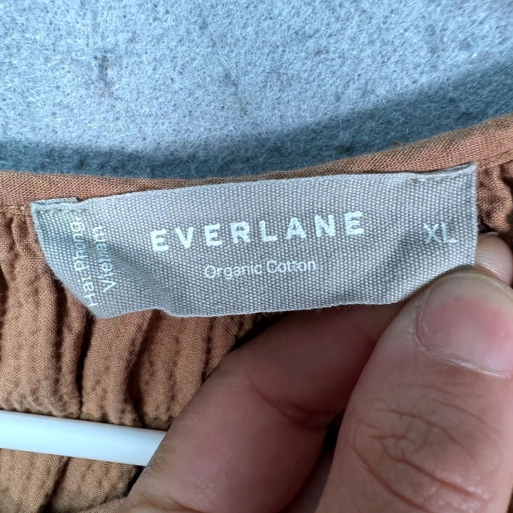 Everlane Everlane Womens XL Organic Cotton Dress Brown Balloon Sleeves Pockets Knee Length 3/4 Sleeve Round Neck Maxi All Season Casual Womens Size XL / US 12-14 / IT 48-50 - 3 Thumbnail
