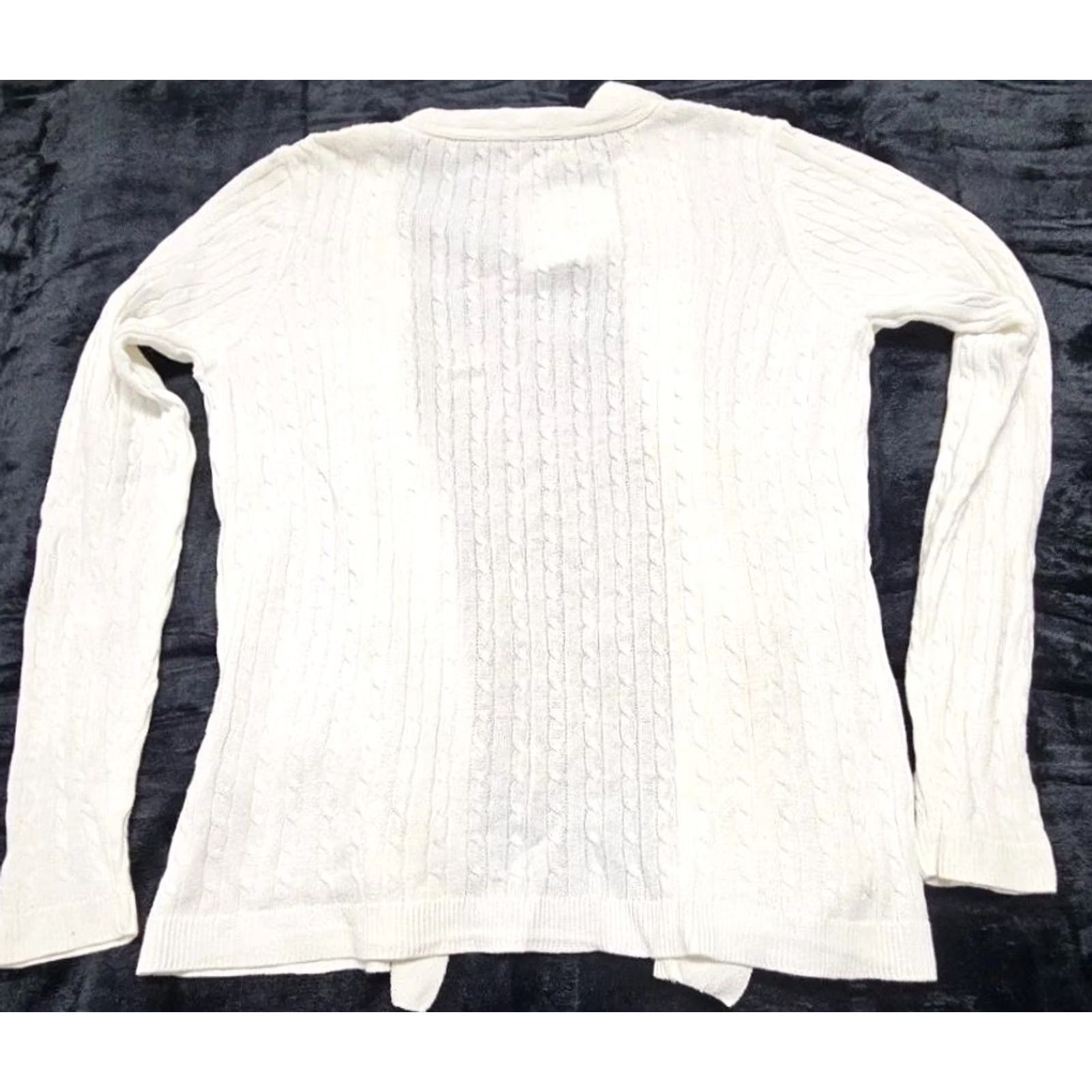 Croft & Barrow Croft & Barrow Cardigan Women’s White Open Front Cable Knit V-Neck Raglan Sleeve Small NWT Sweater Size S / US 4 / IT 40 - 4 Thumbnail