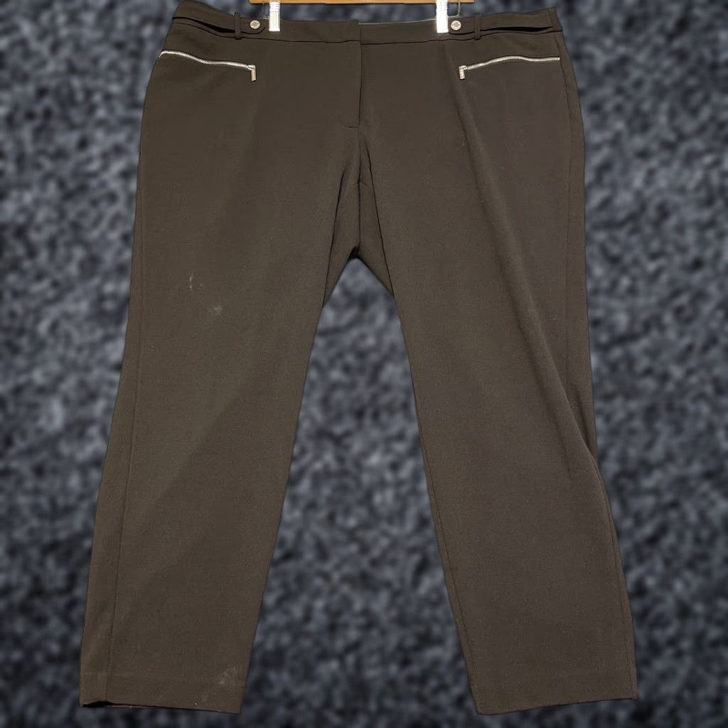 Calvin Klein Calvin Klein Gray Ankle Pants Womens 22W Plus High Rise Straight Leg Outdoor Casual Seasonal Modern Size 40" / US 18 - 1 Thumbnail
