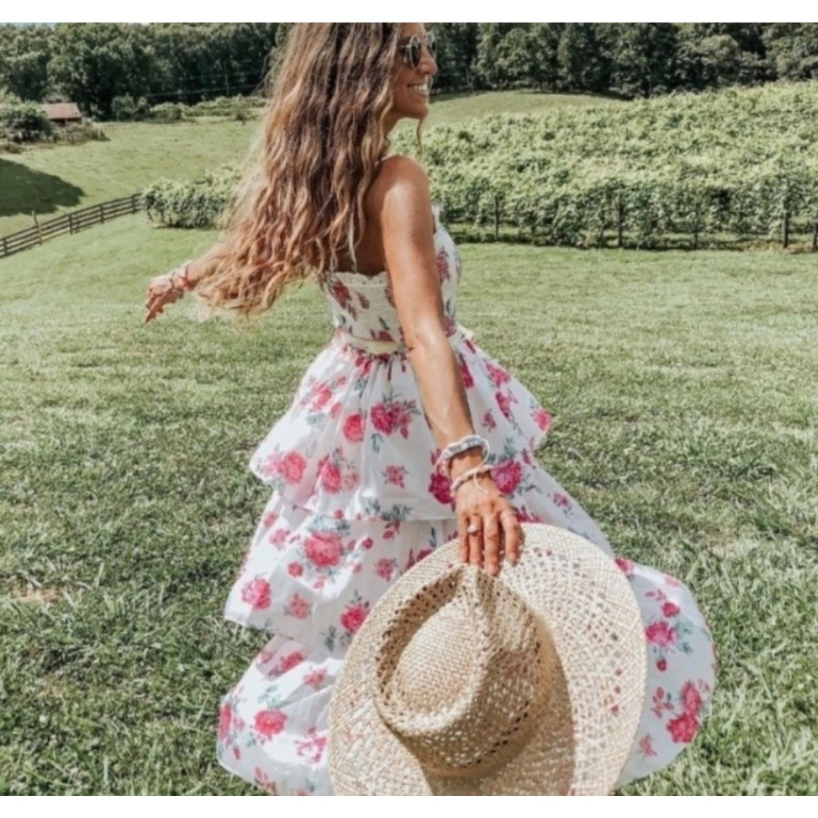 LoveShackFancy LoveShackFancy Elise Smocked Tiered Dress Floral Ruffle Size S / US 4 / IT 40 - 1 Thumbnail