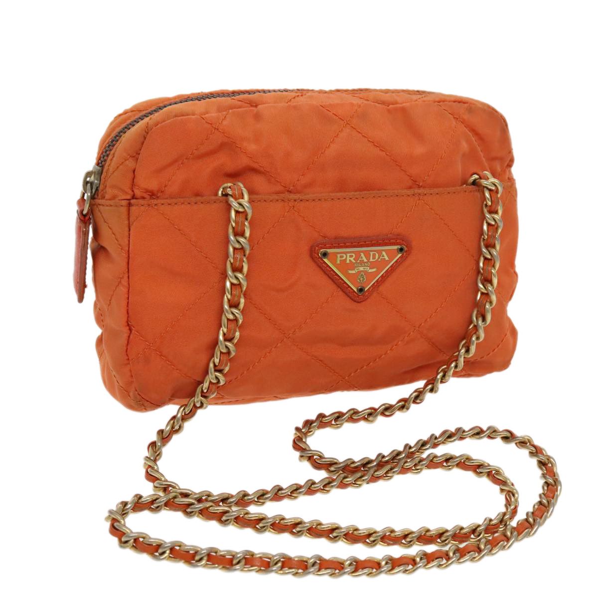 Prada Matelassé Orange Synthetic Shoulder Bag (Pre-Owned) Size ONE SIZE - 1 Thumbnail