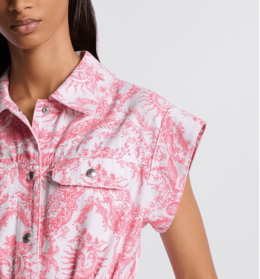 Dior o1w1db10925 442R25 Shirt Mini Dress in White/Candy Pink Size M / US 6-8 / IT 42-44 - 7 Thumbnail