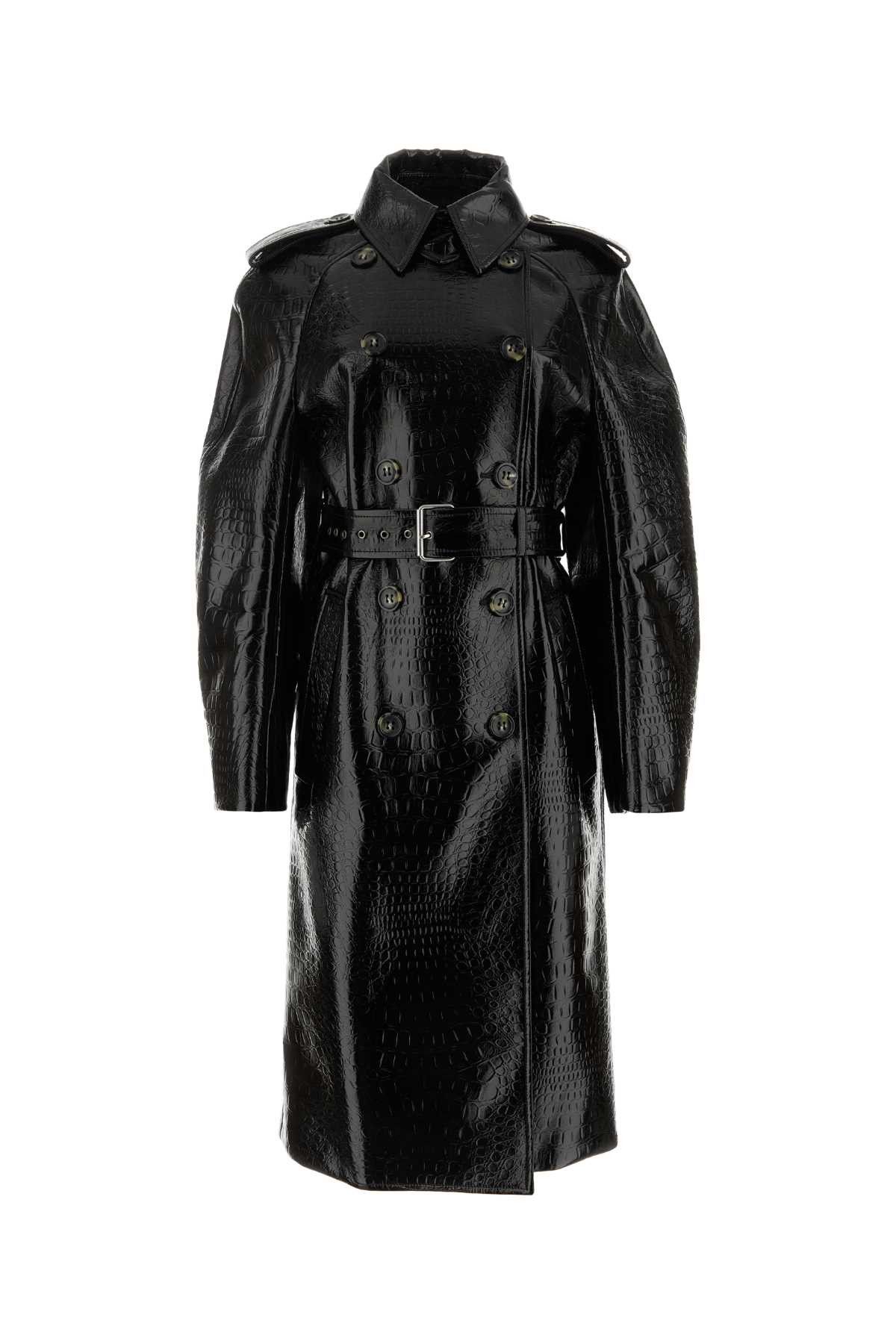 image of Sportmax Black Synthetic Leather Faggi Coat, Women's (Size Small)