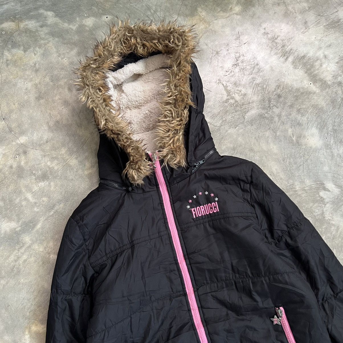 Fiorucci 2000s Fiorucci Puffer Multicolour Fur Hoodie Jacket Size S / US 4 / IT 40 - 2 Thumbnail