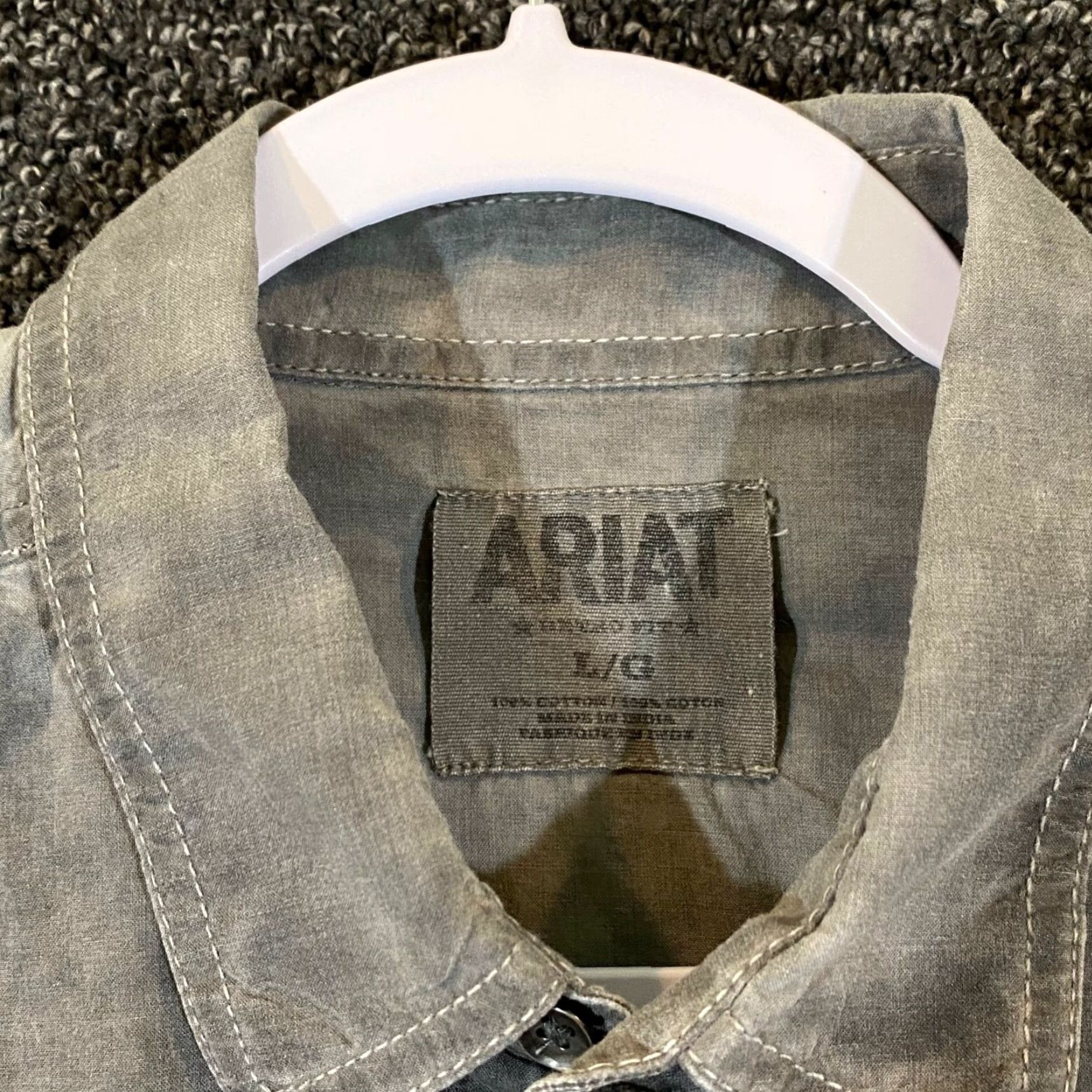 Ariat VINTAGE ARIAT Shirt Mens Large Retro Fit Stonewash Gray Button Up Cowboy Western Outdoor Size US L / EU 52-54 / 3 - 2 Thumbnail