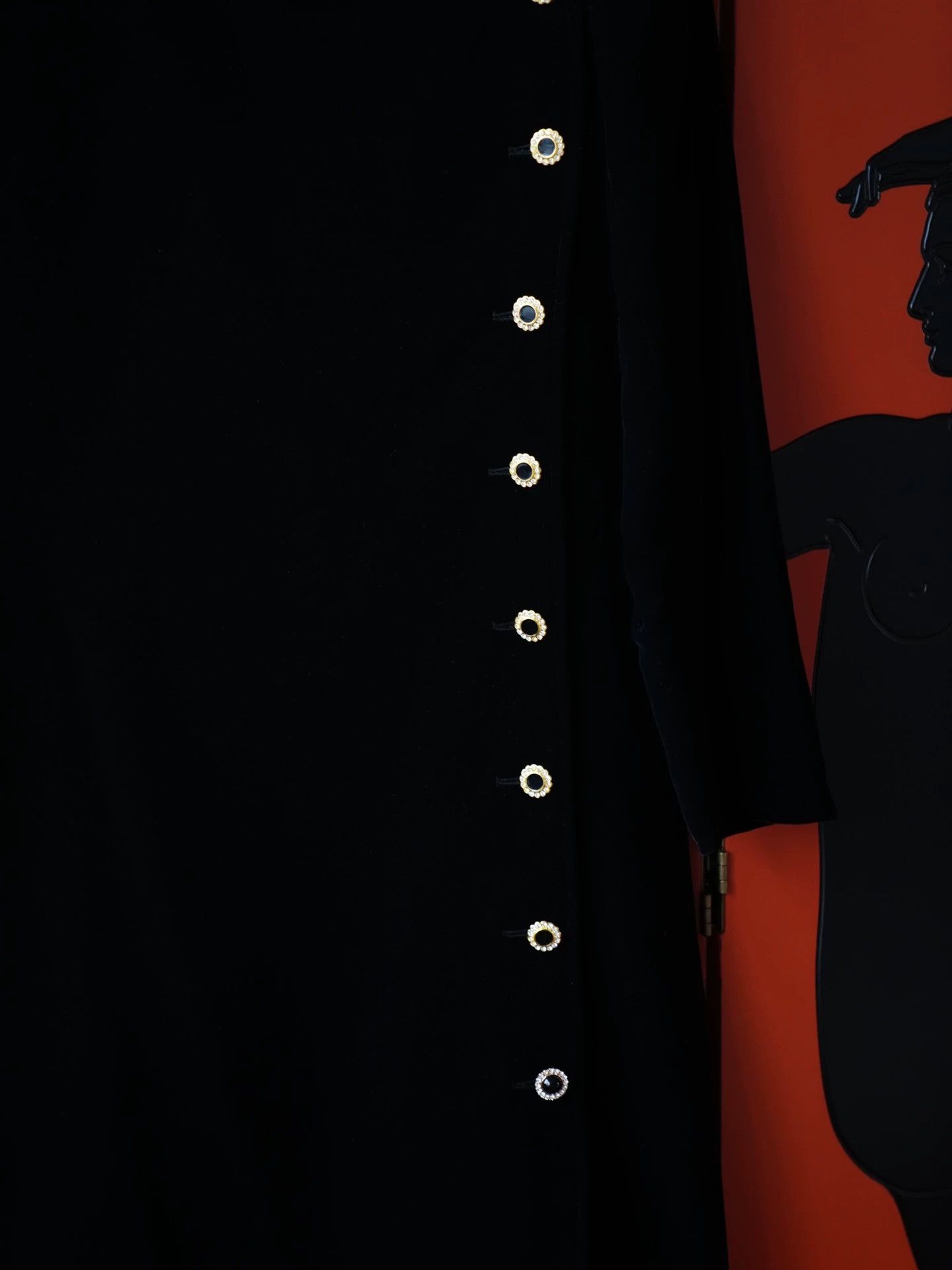 Yves Saint Laurent YSL 80s Rive Gauche Black SilkVelvet Dress FR42 Size M / US 6-8 / IT 42-44 - 3 Thumbnail