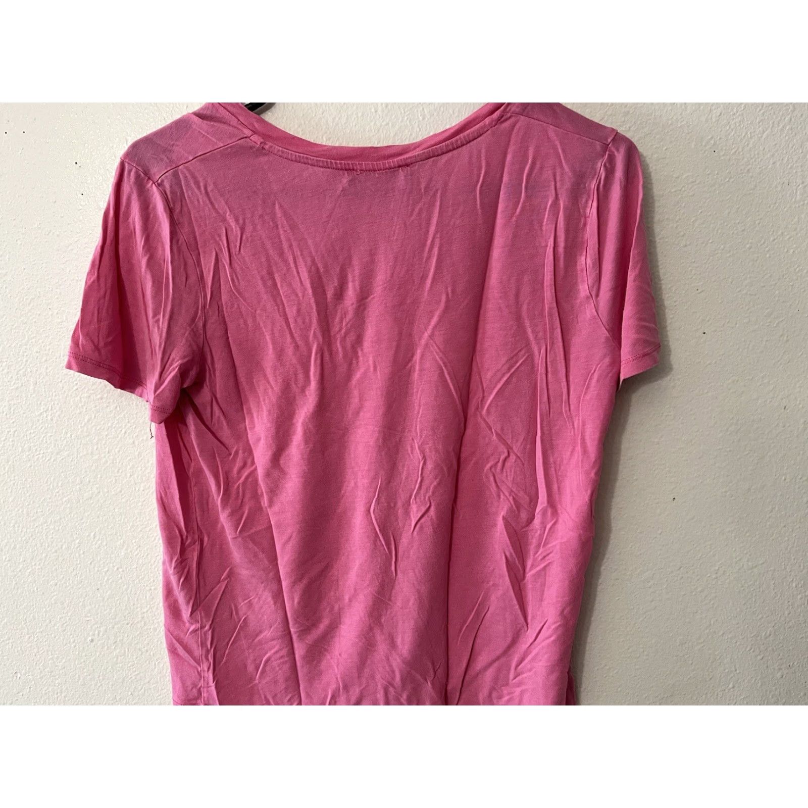 Zara VINTAGE Zara S V-Neck Tee Women's Shirt Small Pink Solid 90s Concert Womens Size 28" / US 6 / IT 42 - 3 Thumbnail