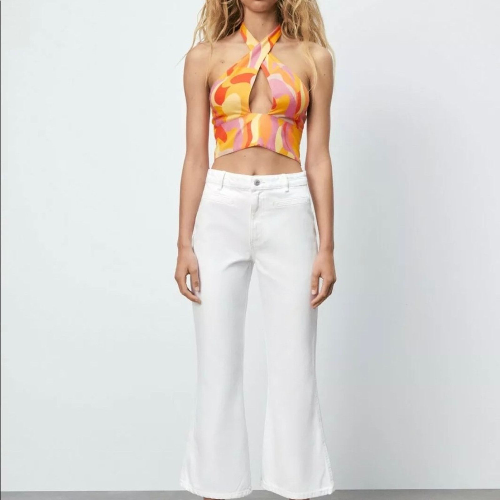 Zara ZARA FLARED PANTS OYSTER WHITE Size 30" / US 8 / IT 44 - 11 Thumbnail