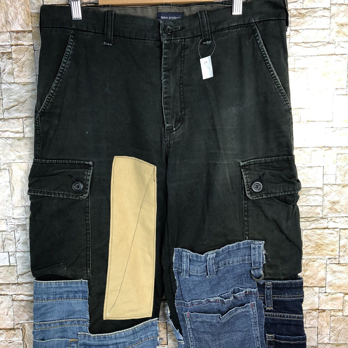 Japanese Brand Navy Produce custom patchwork Cargo Multipocket Pants #A139 Size US 34 / EU 50 - 5 Thumbnail