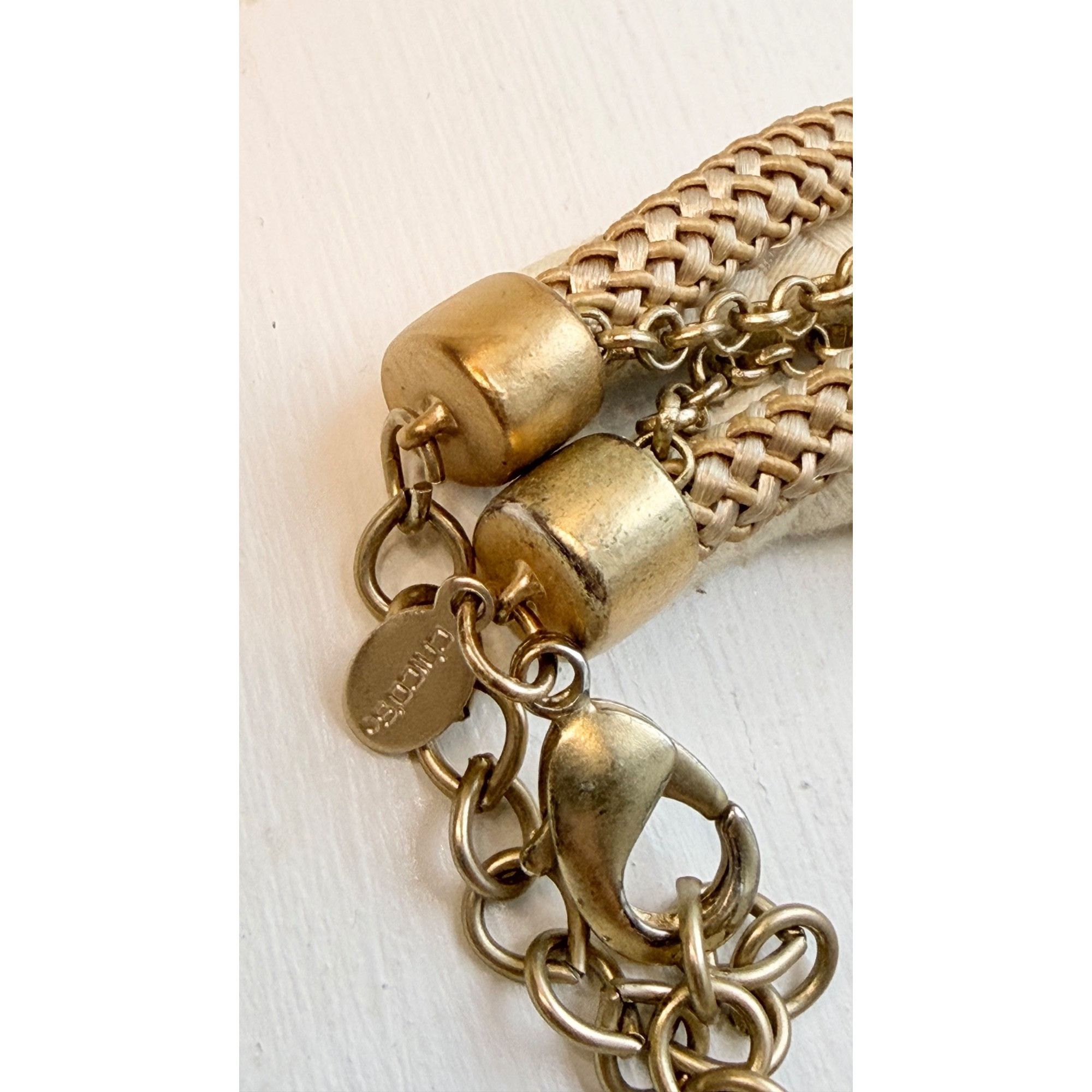 Chicos Chicos Statement Necklace With Braided Rope Gold Chains & Fa Size ONE SIZE - 4 Thumbnail