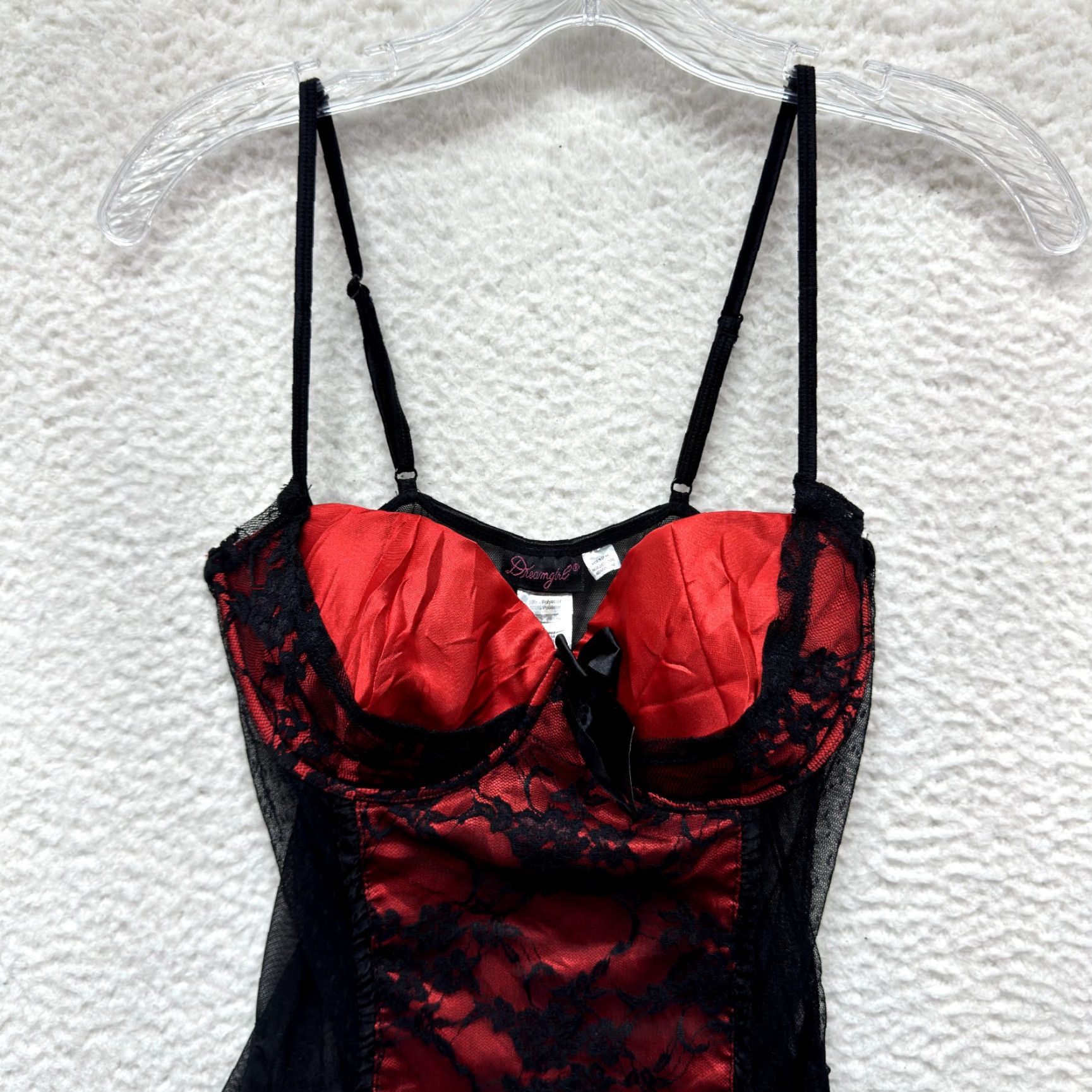 Vintage VINTAGE Dreamgirl Slip Dress L Red Black Lace Goth Whimsigoth Victorian Size L / US 10 / IT 46 - 3 Thumbnail