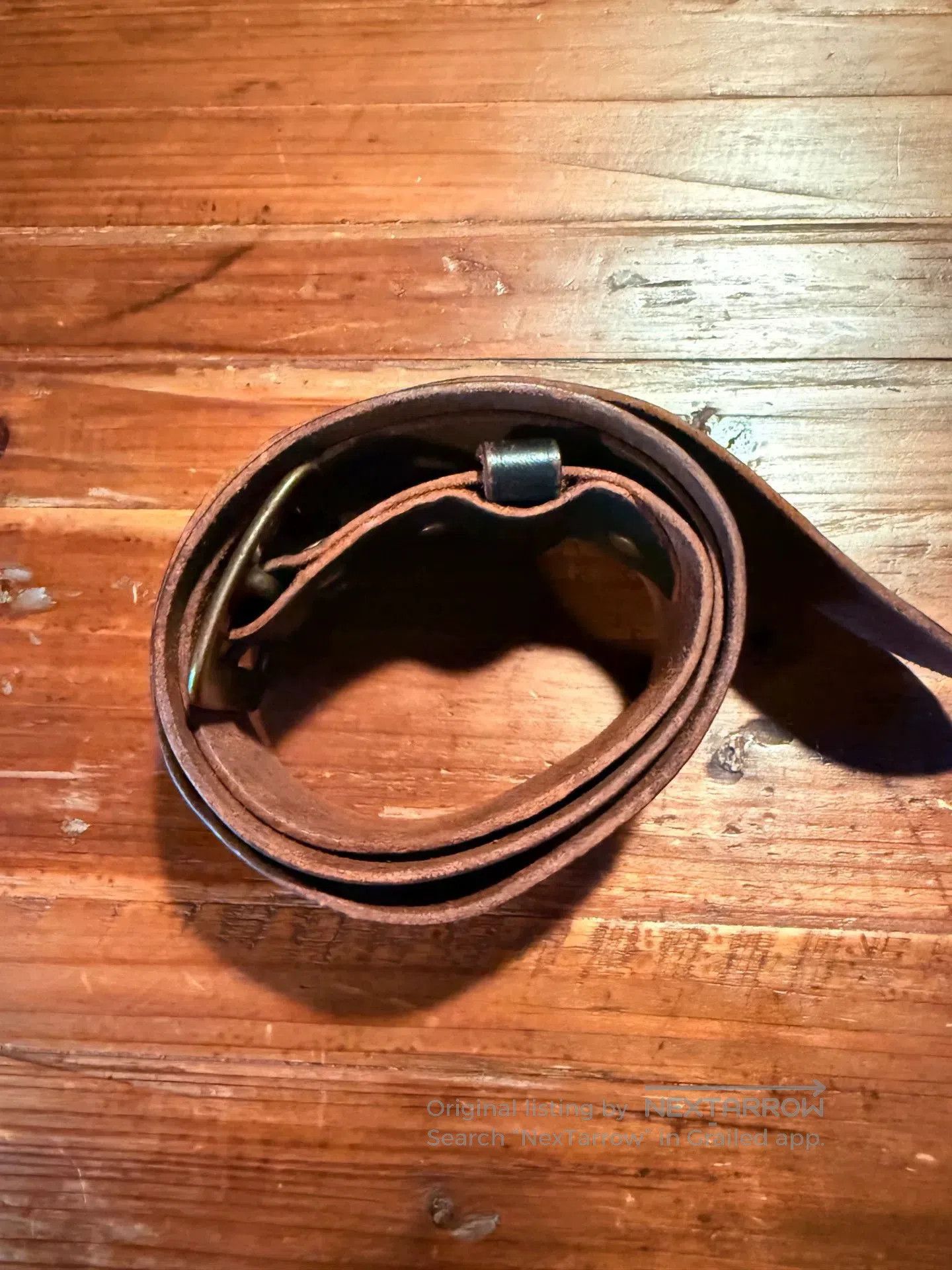 RRL Ralph Lauren RRL Black Leather Belt Brass Buckle Italy. Size ONE SIZE - 4 Thumbnail