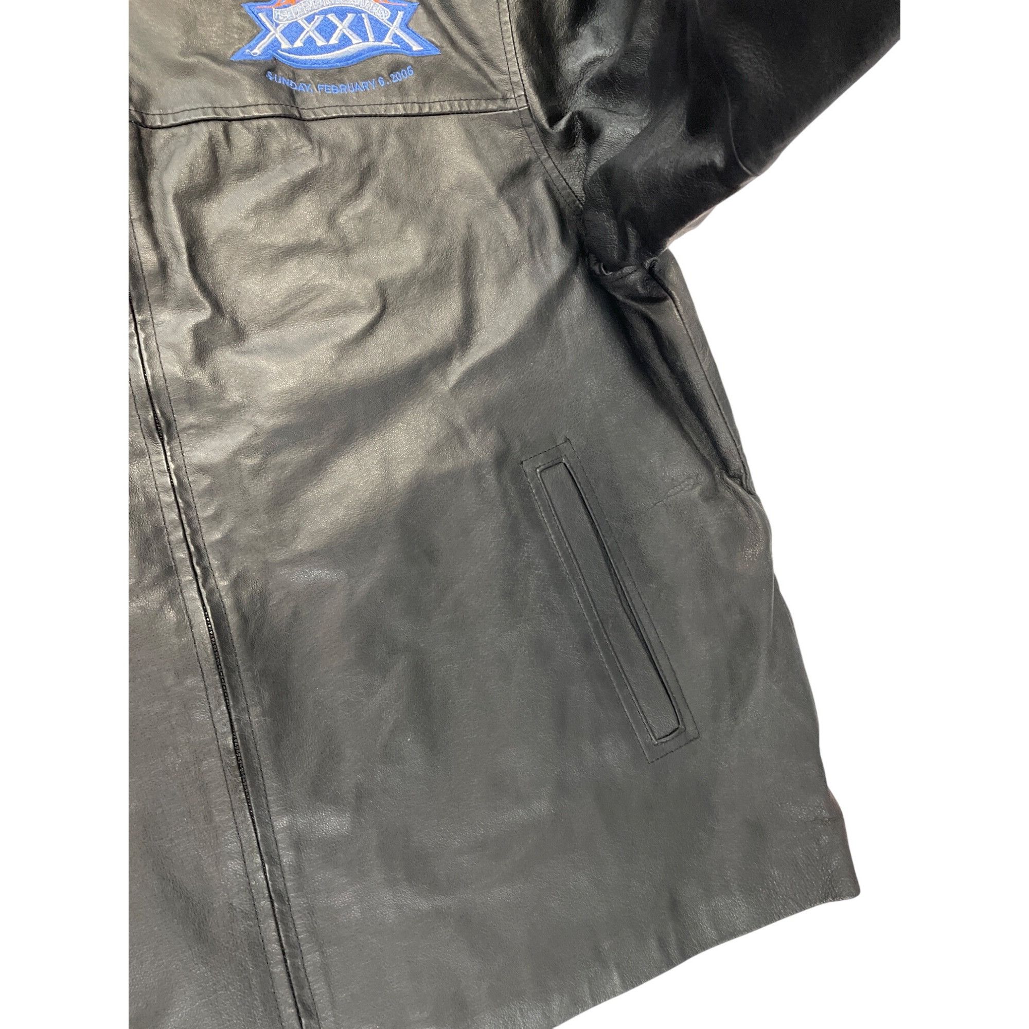 NFL NFL Super Bowl XXXIX mens Black Leather Jacket size XXL SKU Size US XXL / EU 58 / 5 - 9 Thumbnail