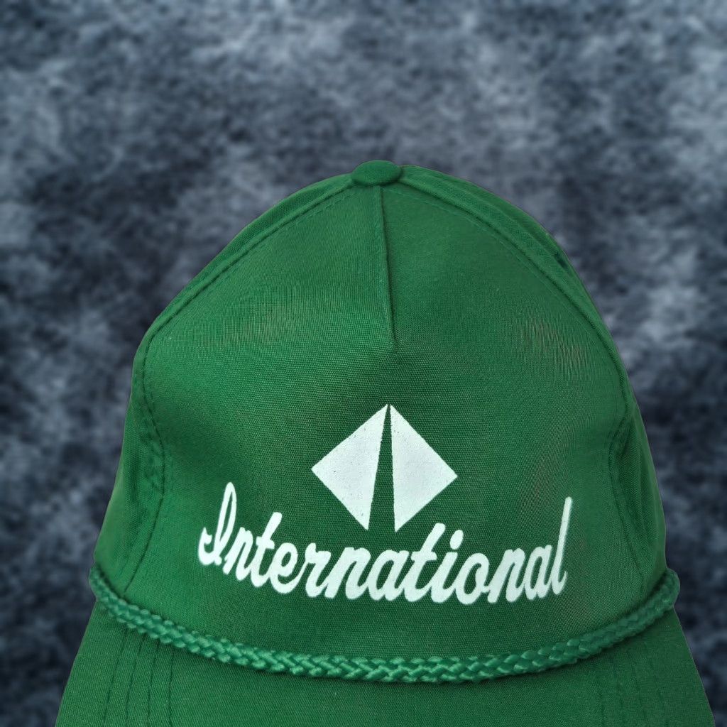 Vintage VTG Yupoong Trucker Hat Cap Adjustable Cotton Green 1990s Kalamazoo MI Advertising Rope International Paper Belt? Size ONE SIZE - 1 Thumbnail