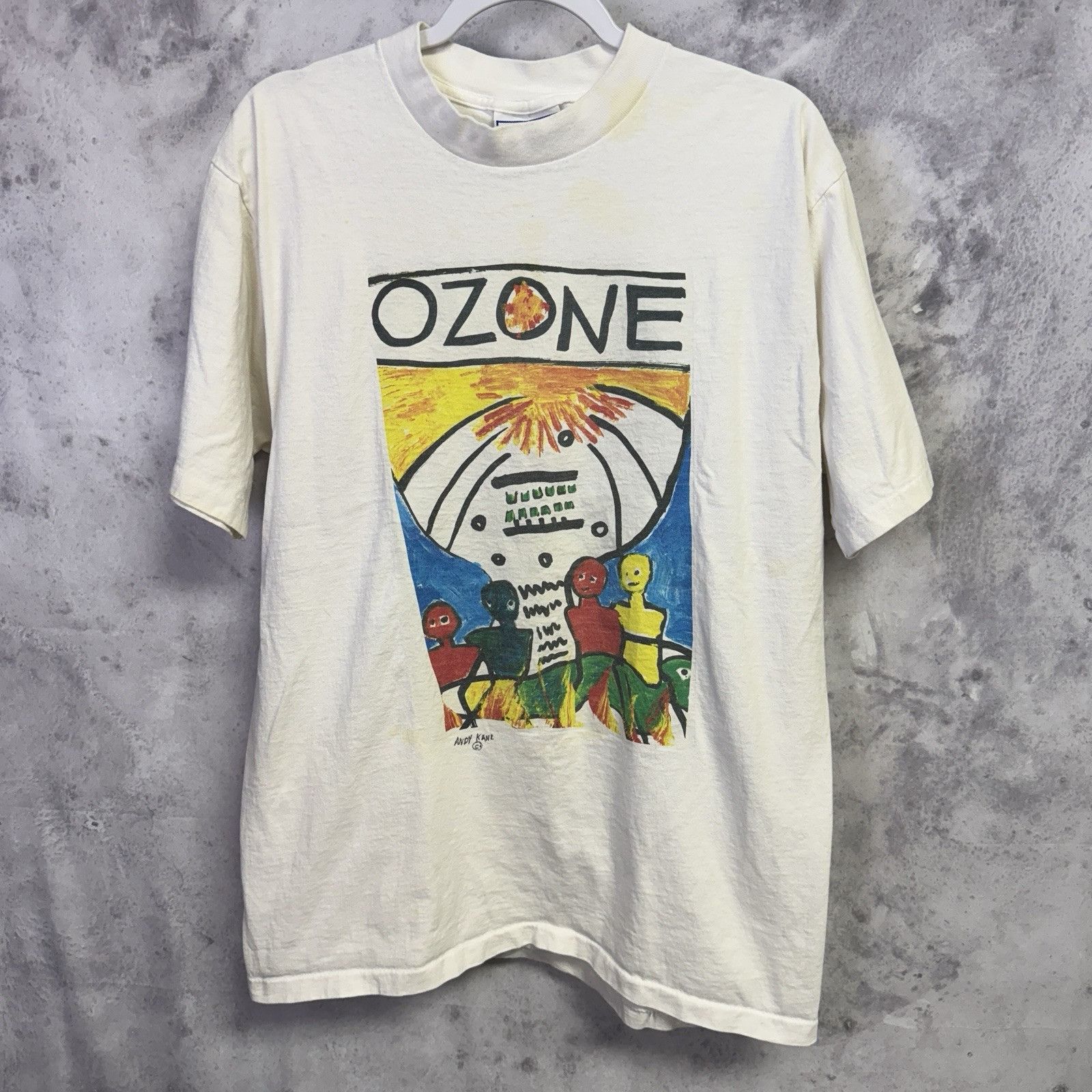 Vintage Vintage Andy Kane Art T Shirt Mens Large White Ozone 90s Y2K Size US L / EU 52-54 / 3 - 1 Thumbnail