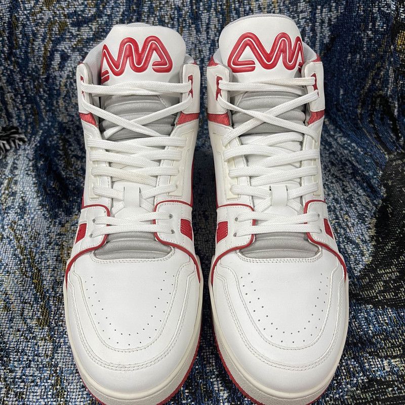 Louis Vuitton Louis Vuitton High-Top Sneakers in White and Red -2508 Size US 8 / EU 41 - 2 Thumbnail