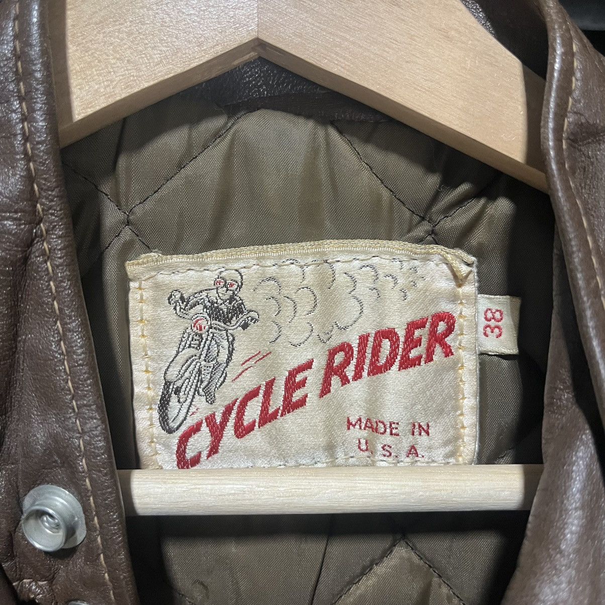 Vintage VINTAGE 1960s CYCLE RIDE MOTORCYCLE BROWN LEATHER JACKET Size US S / EU 44-46 / 1 - 4 Thumbnail