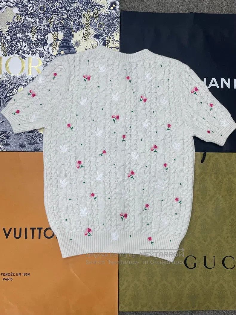Dior Dior 26 early spring white pink flower embroidery knitted Size XS / US 0-2 / IT 36-38 - 3 Thumbnail