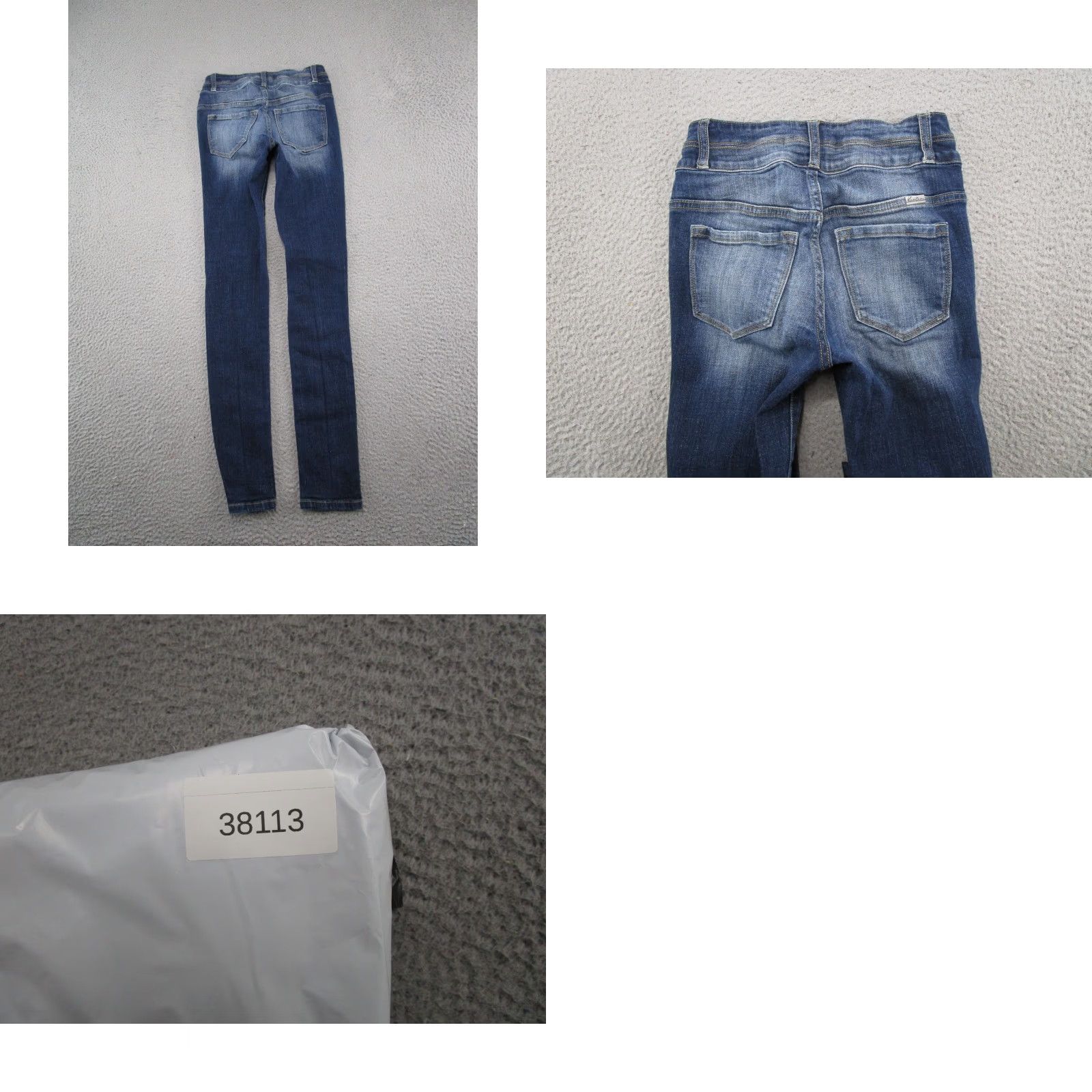 Vintage KanCan Jeans Women 25 Blue Denim Distressed Skinny Dark Wash 5-Pocket Design Mid Rise Womens Size 42" / US 20 - 9 Thumbnail