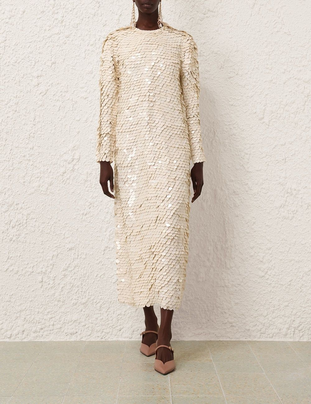 Zimmermann oc11z0925 Eden Sequin Maxi Dress in Cream Size S / US 4 / IT 40 - 2 Thumbnail