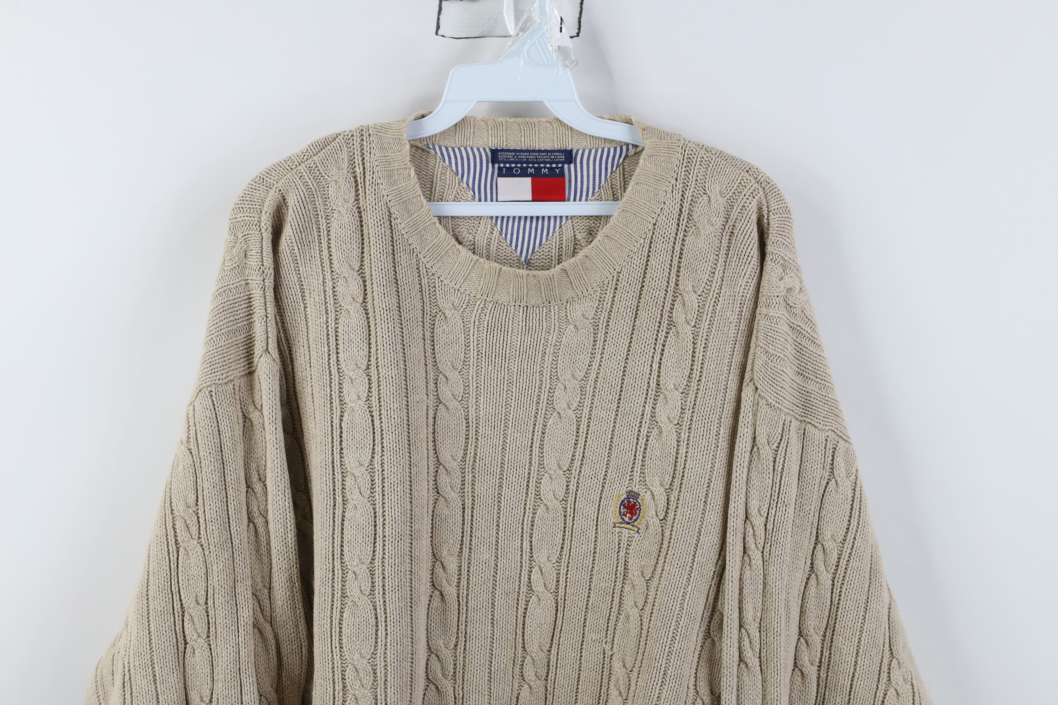 Tommy Hilfiger Vintage 90s Tommy Hilfiger Cable Knit Fisherman Sweater Size US L / EU 52-54 / 3 - 2 Thumbnail
