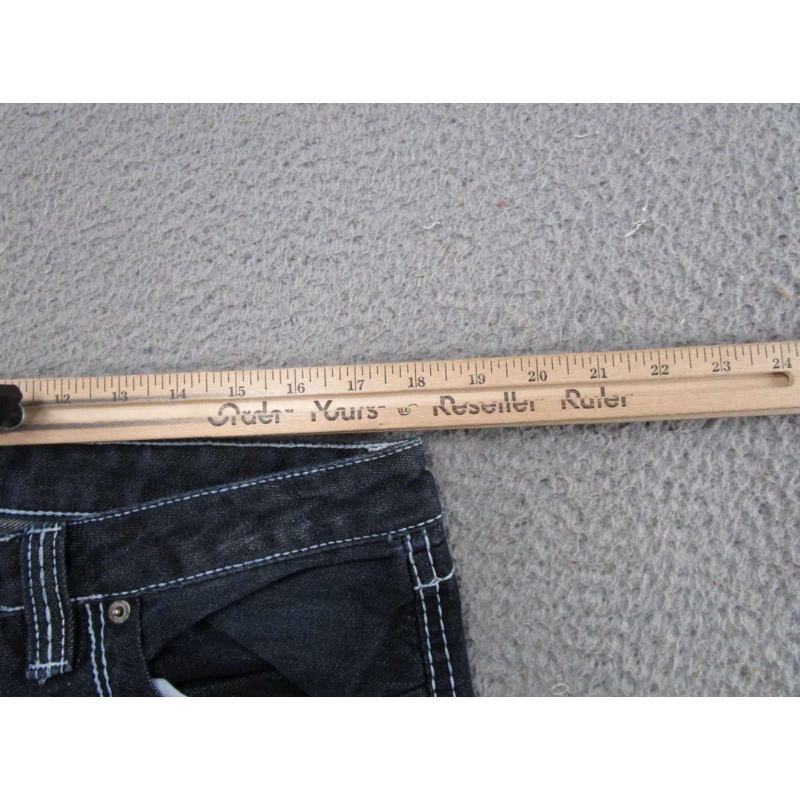 Denime CJ Black Jeans Mens Dark Wash Blue Denim Straight Leg Flap Pockets Size 34x34 Size US 34 / EU 50 - 6 Thumbnail