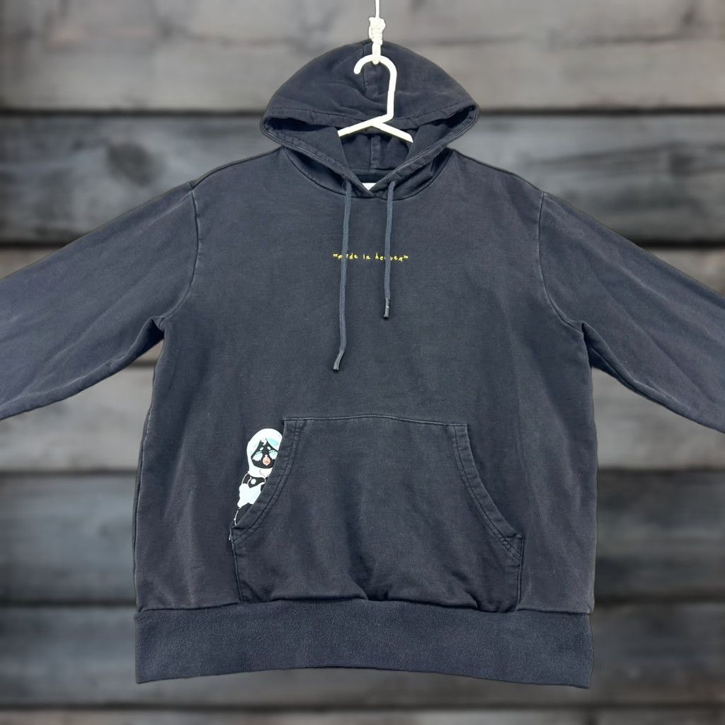Vintage Valentina Voight Hoodie Womens M Black Pullover Spellout Made In Heaven Cotton Logo Pockets 90s City Pullover Size M / US 6-8 / IT 42-44 - 1 Thumbnail