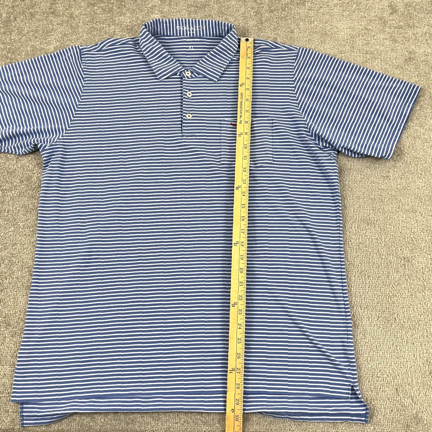 Vintage B. Draddy Polo Shirt Mens XL Blue White Striped Stretch Cotton Preppy Golf Logo Size US XL / EU 56 / 4 - 5 Thumbnail