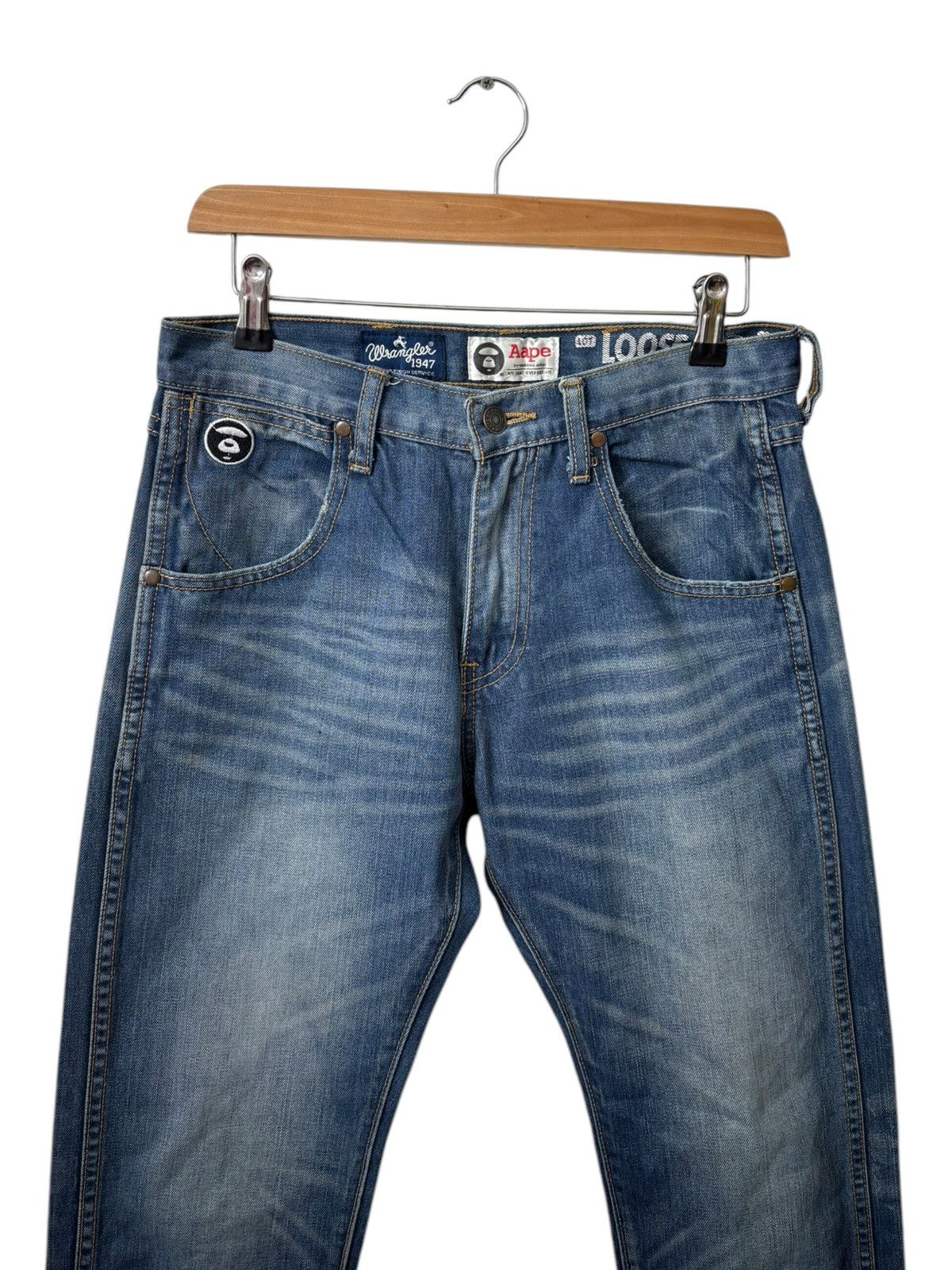 Aape × Bape × Wrangler Rare Aape Bape x Wrangler Loose Denim Jeans Size US 30 / EU 46 - 6 Thumbnail