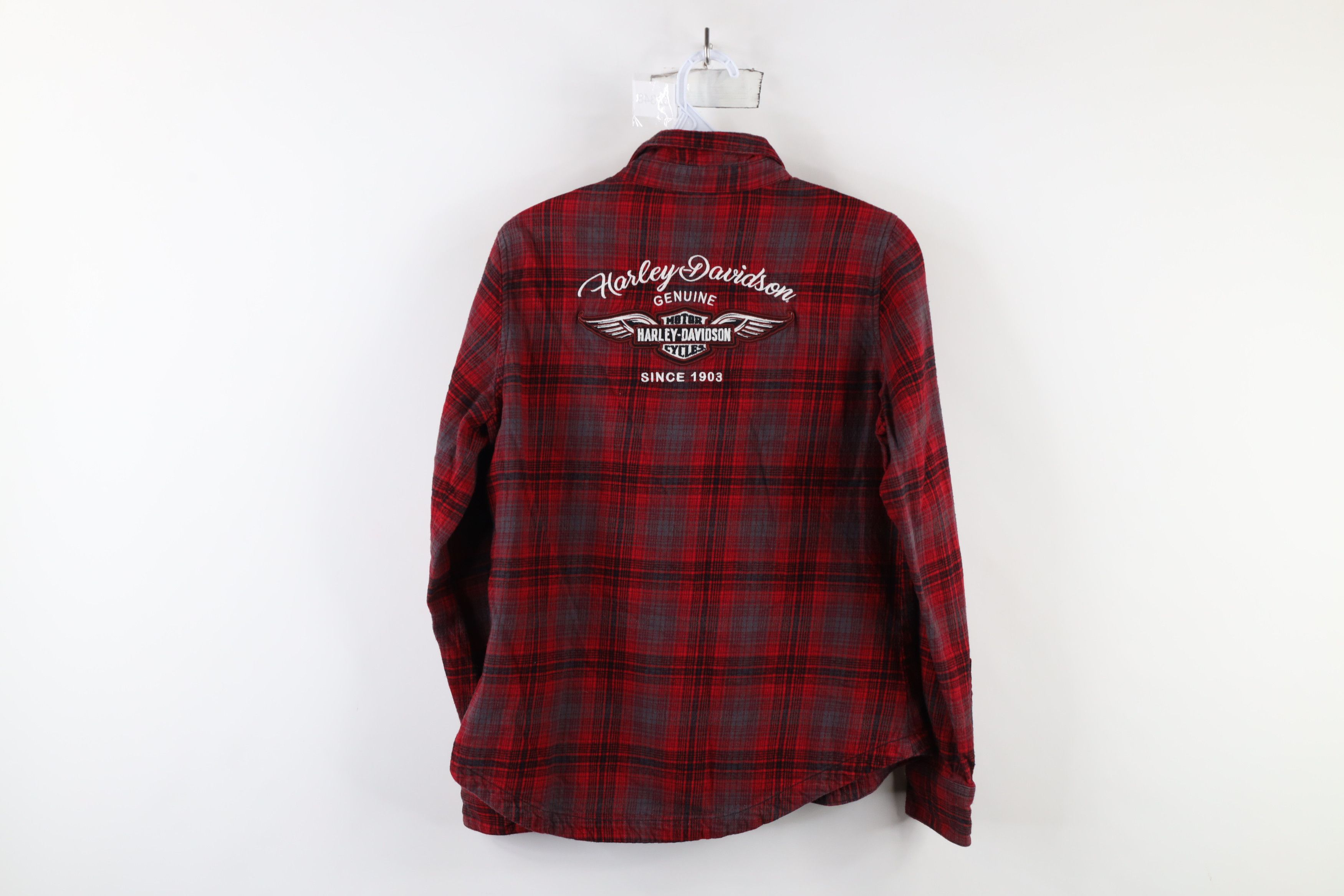 Harley Davidson × Vintage Vintage Harley Davidson Spell Out Flannel Button Shirt Plaid Size S / US 4 / IT 40 - 10 Thumbnail