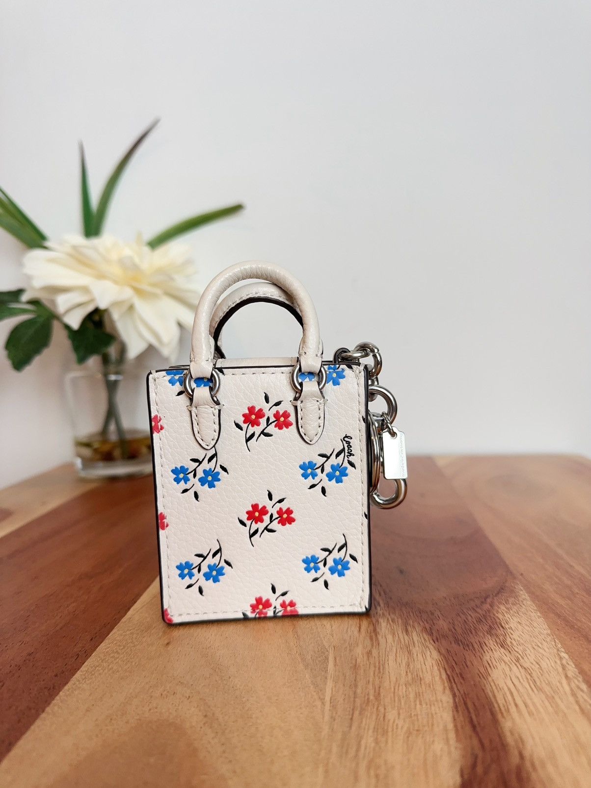 Coach NWT Coach North/South Mini Tote Bag Charm With Floral Print Size ONE SIZE - 3 Thumbnail