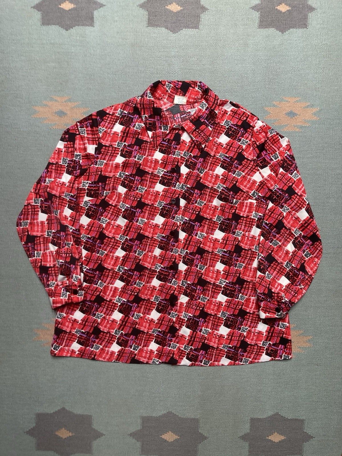 Sears × Vintage 70s button shirt polyester disco sears abstract women’s XL Size XL / US 12-14 / IT 48-50 - 1 Thumbnail