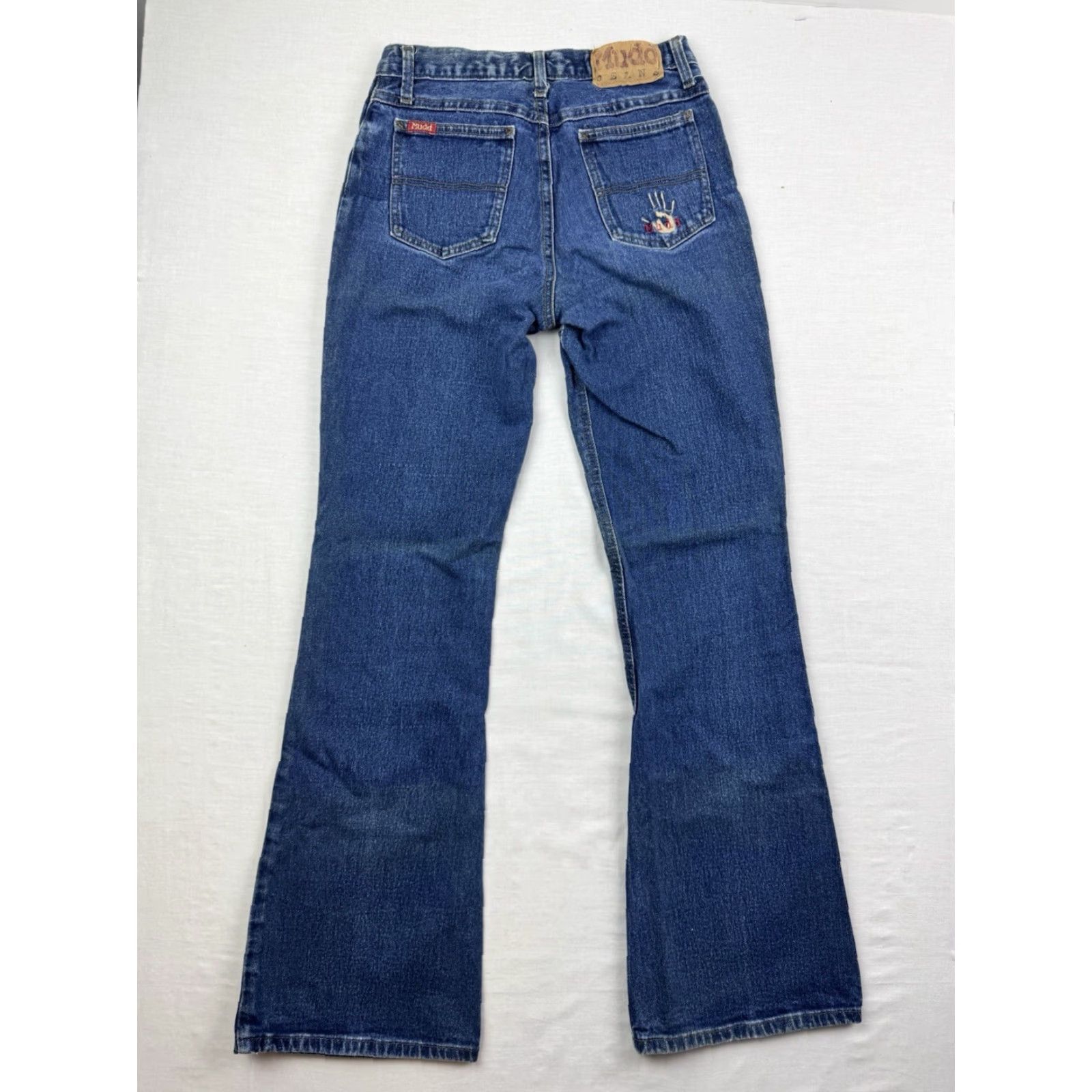 Vintage VINTAGE Mudd Womens Jeans Bootcut Flare 5 Blue Hipster 90s Y2K Embroidered Pants Size 27" / US 4 / IT 40 - 3 Thumbnail