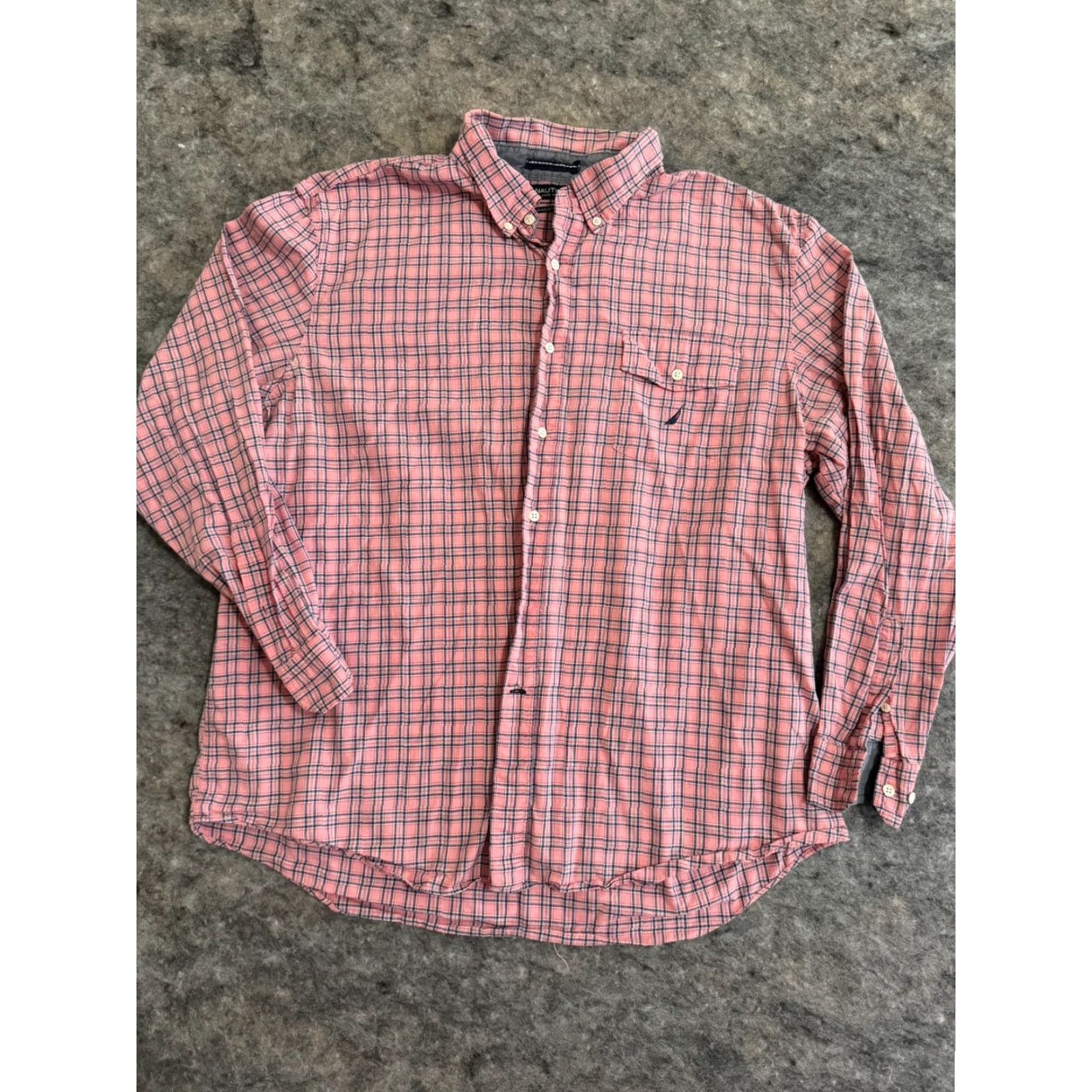 Nautica Nautica Button-Up Shirt XXL Pink Plaid Long Sleeve Casual Button-Down Shirt Men Classic Fit Size 2XL Cotton Size US XXL / EU 58 / 5 - 2 Thumbnail