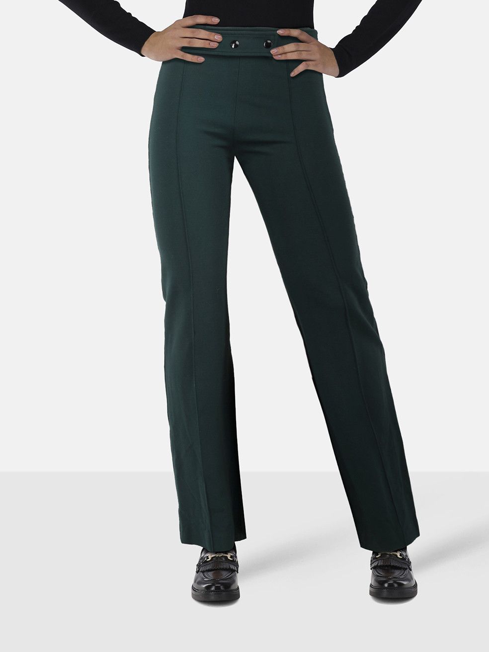 Sandro Green High Rise Flared Trousers Size 26" / US 2 / IT 38 - 1 Thumbnail