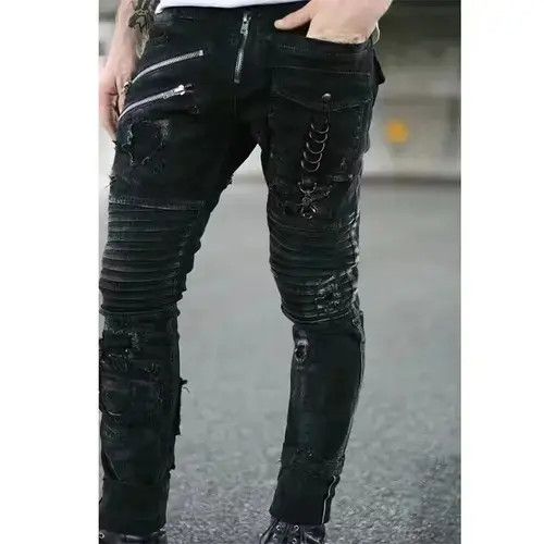 Japanese Brand Straight Jeans Men Punk Skinny Denim Pants Size US 32 / EU 48 - 1 Thumbnail