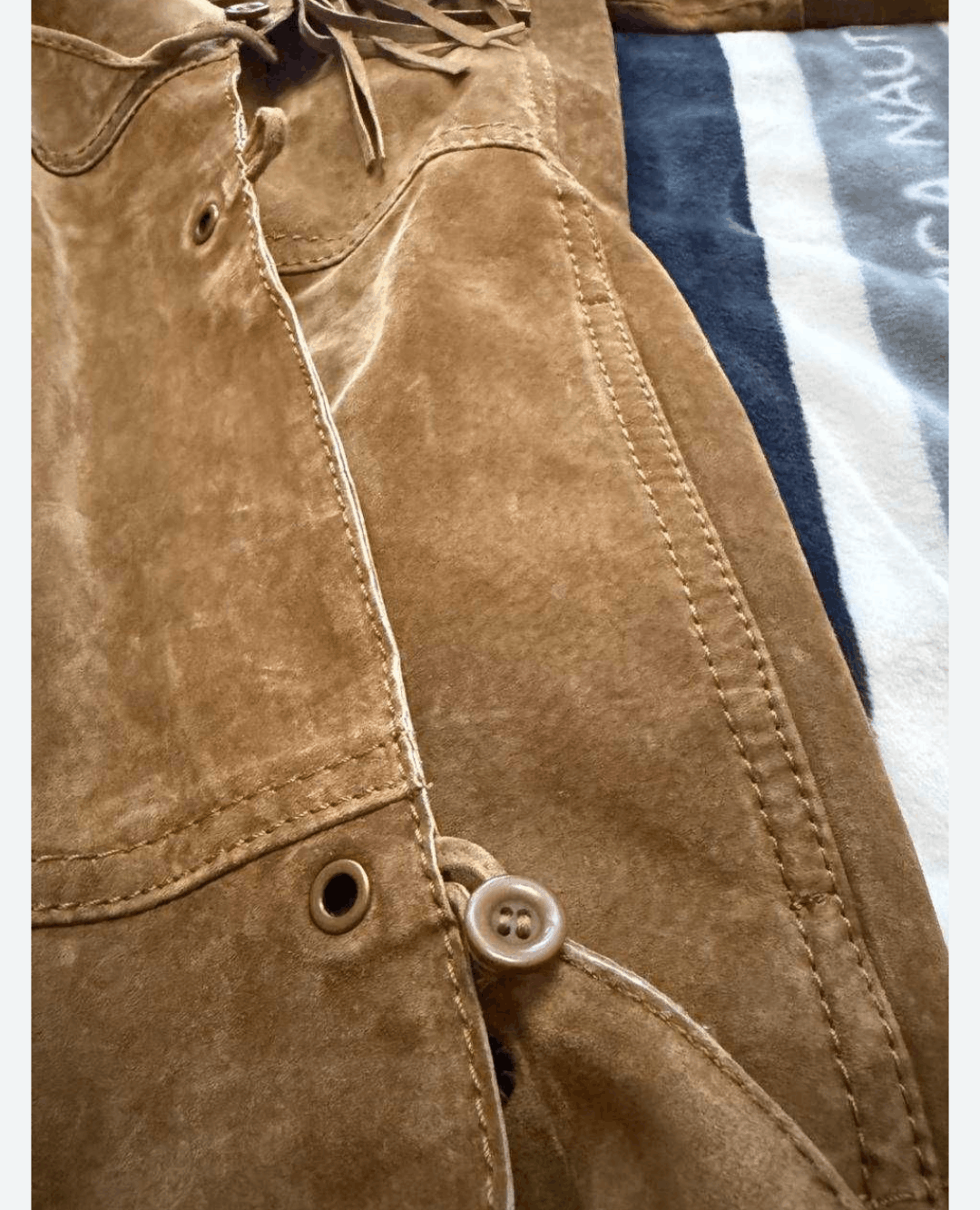 Morgan de toi suede tan leather trench coat sz T3