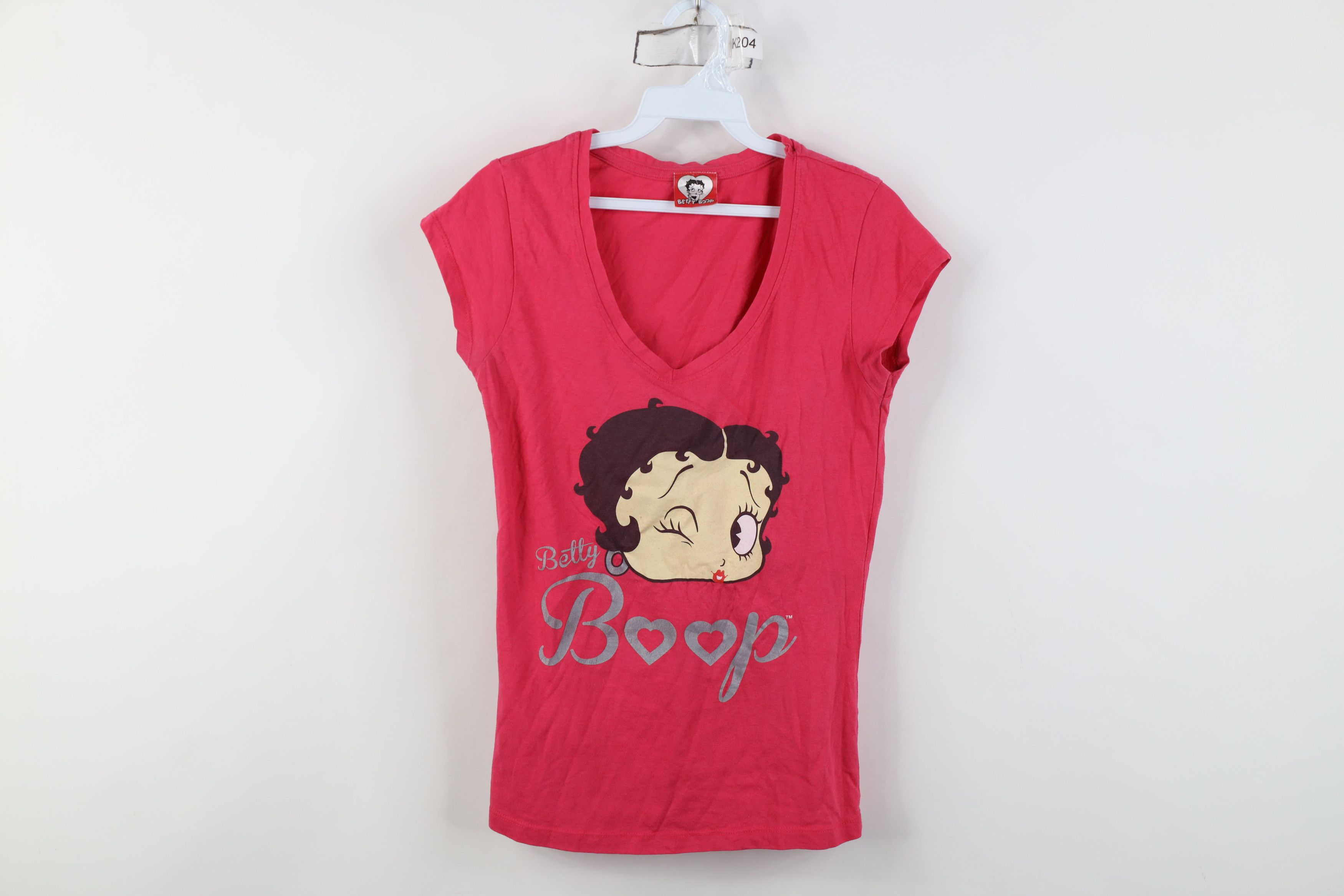 Vintage Vintage Y2K Betty Boop Spell Out V-Neck T-Shirt Pink Size S / US 4 / IT 40 - 1 Thumbnail