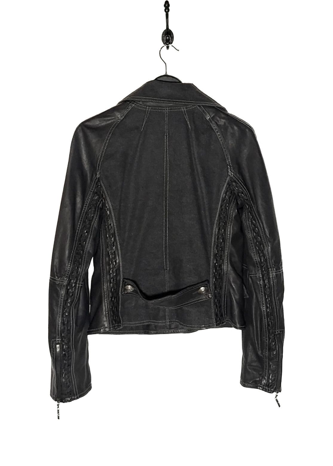Dior Christian Dior Black Leather Braided Sleeves Denim Jacket Size M / US 6-8 / IT 42-44 - 3 Thumbnail