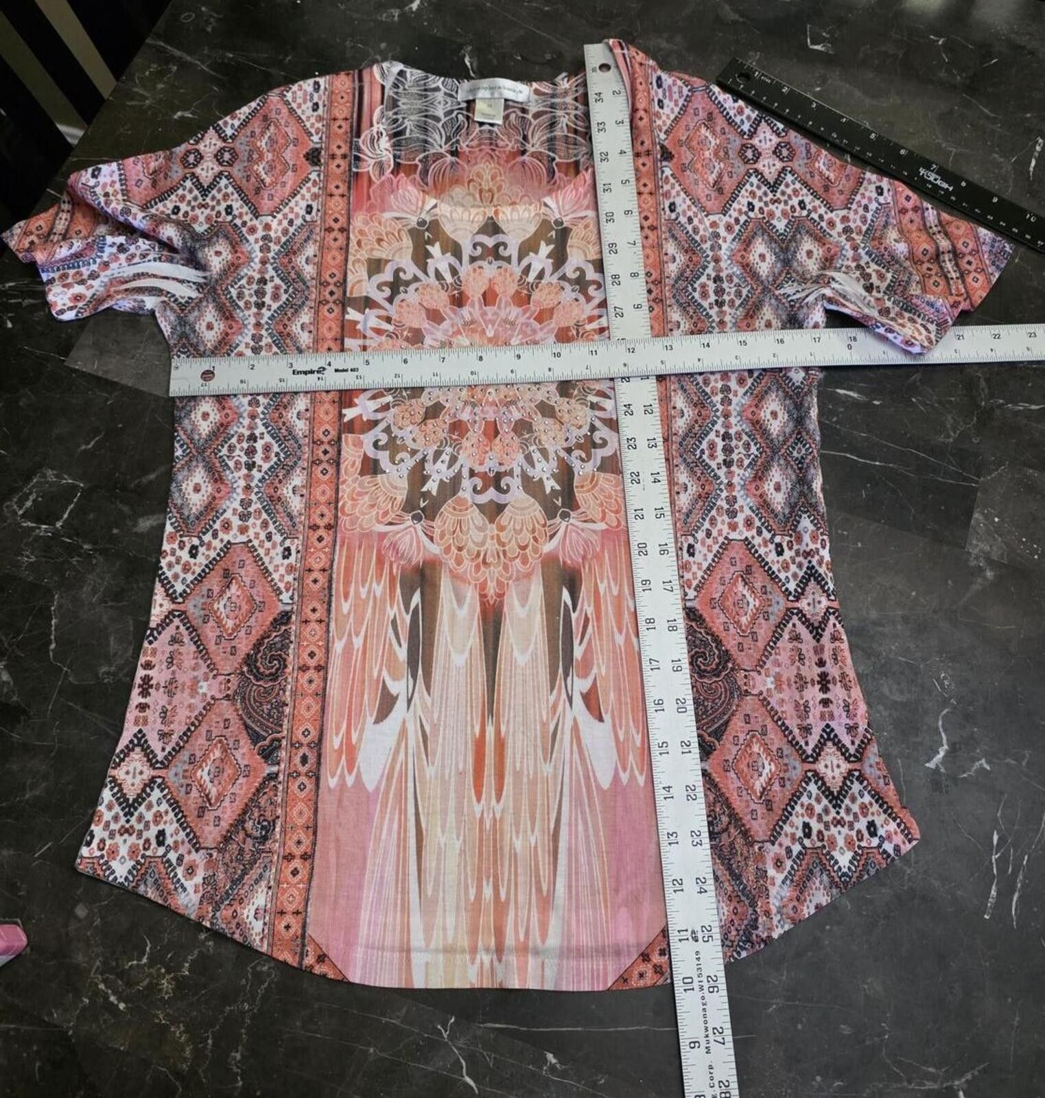 Other Christopher & Banks Pink Patterned Short Sleeve Top Medium Size M / US 6-8 / IT 42-44 - 7 Thumbnail