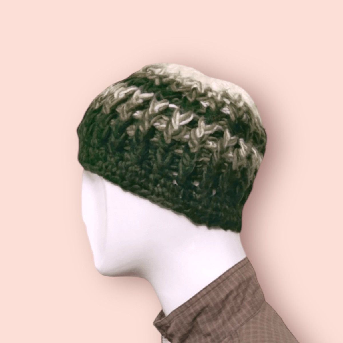 Homespun Knitwear VINTAGE COLOURED CABLE HOMESPUN KNITTED BEANIE Size ONE SIZE - 2 Thumbnail