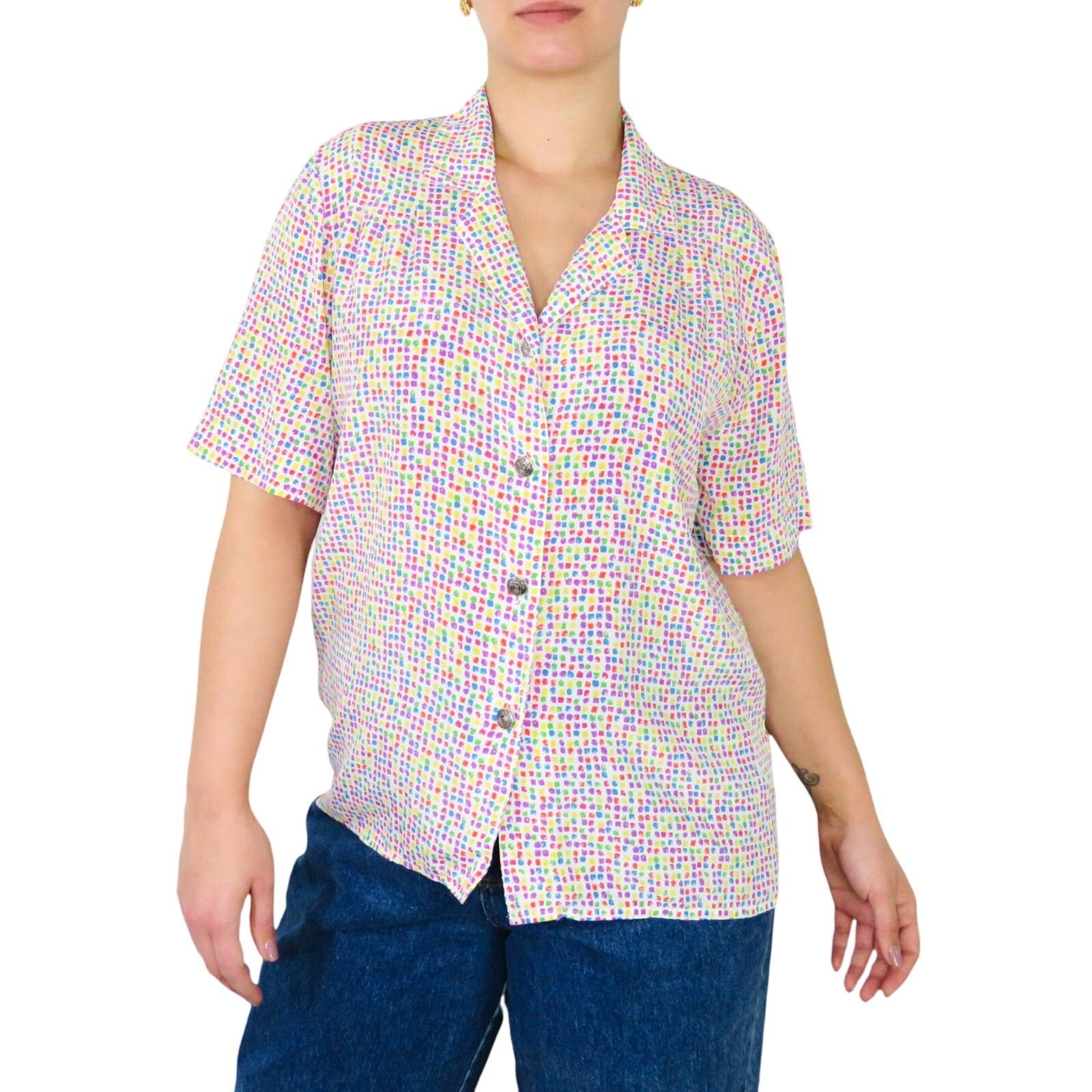 Vintage 80s Vintage Rainbow Button Down Collared Blouse Medium Size M / US 6-8 / IT 42-44 - 6 Thumbnail