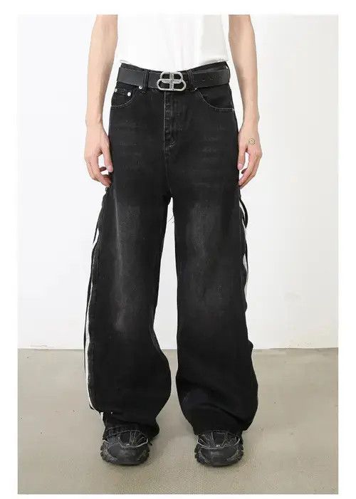 Jean Track Baggy Black Denim Jeans Size US 32 / EU 48 - 8 Thumbnail