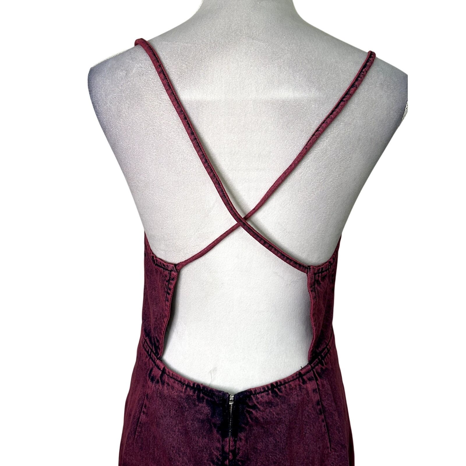 Topshop Topshop Mini Denim Dress Over Dye Square Neckline Pink W 8 Size M / US 6-8 / IT 42-44 - 6 Thumbnail