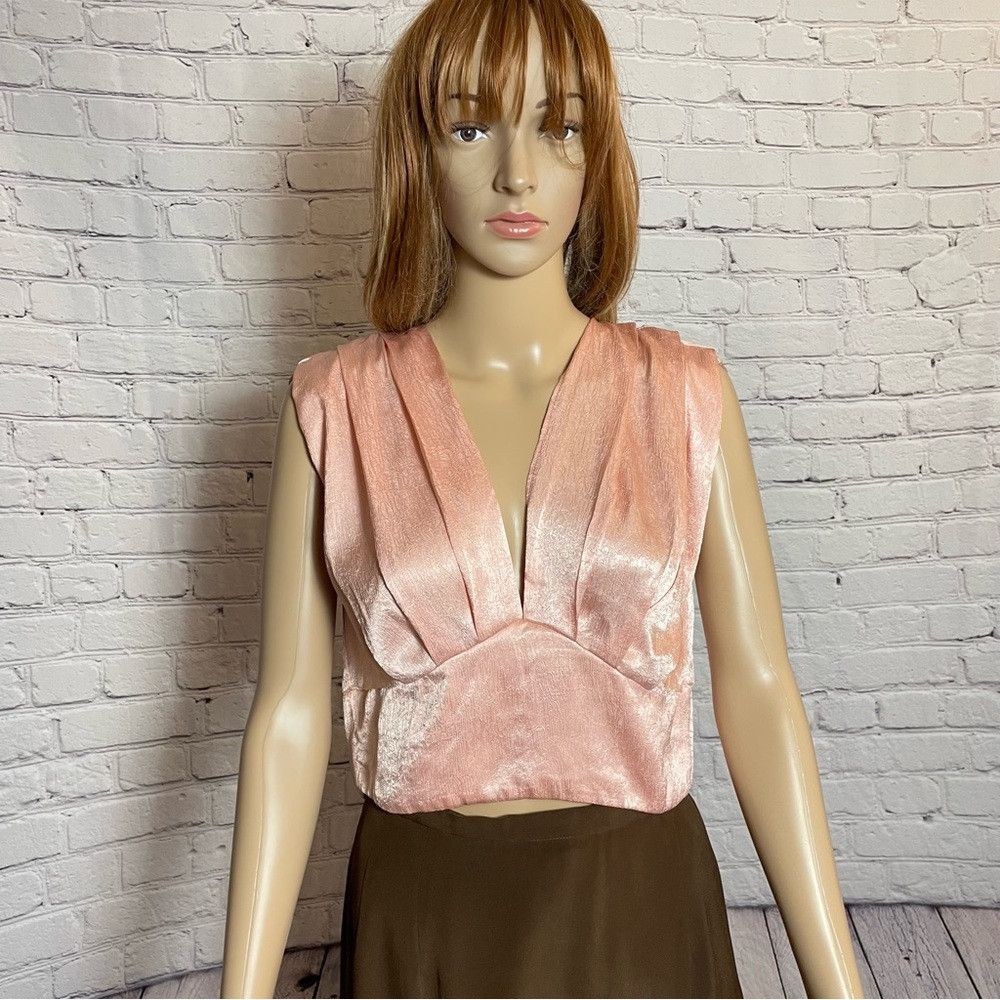 Other NWT New Ro & De Satin Open Back With Tie Sleeveless Peach T Size M / US 6-8 / IT 42-44 - 1 Thumbnail