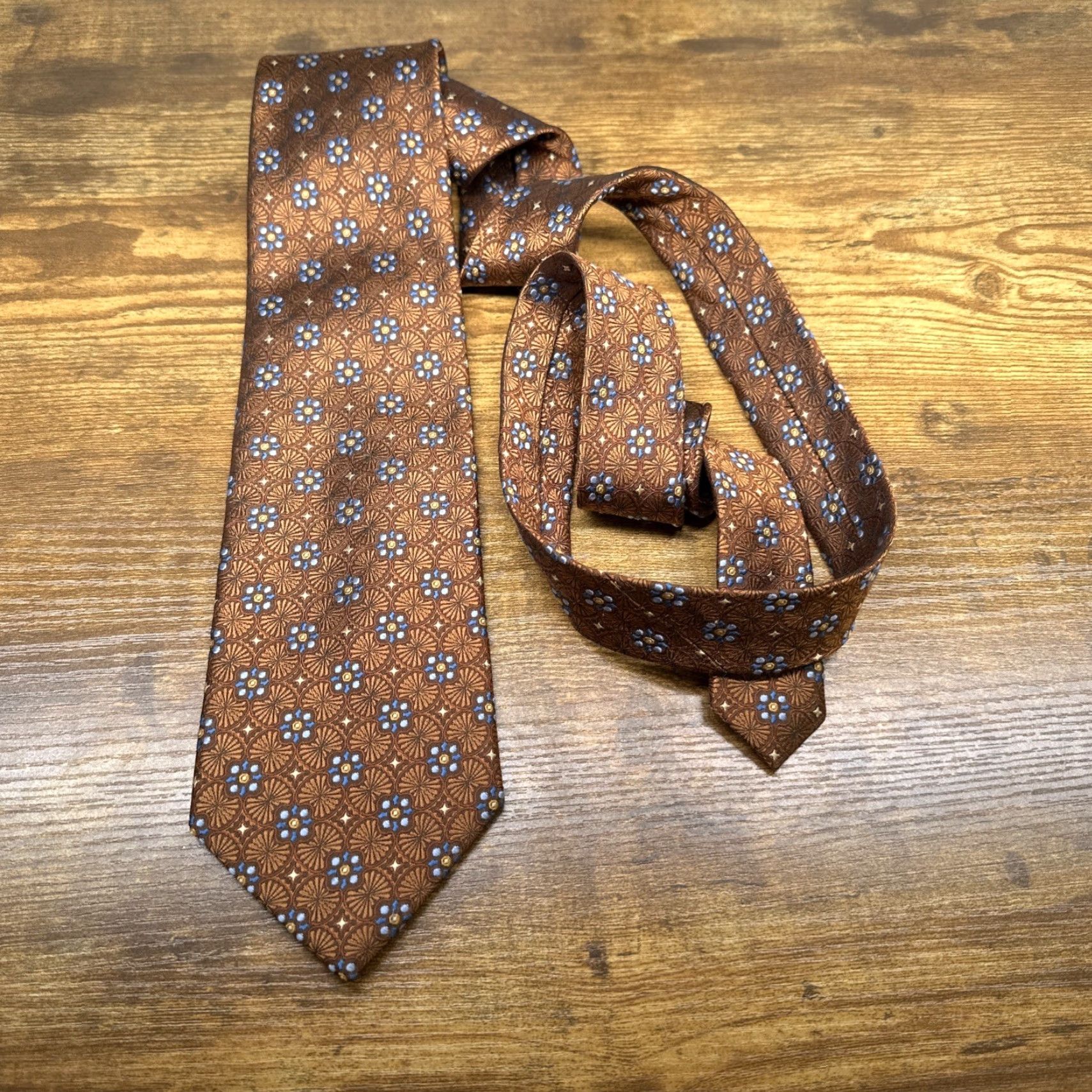 Jos. A. Bank Jos. A Bank Silk Tie Dark Orange Brown Signature Collection Necktie Geometric Size ONE SIZE - 6 Thumbnail