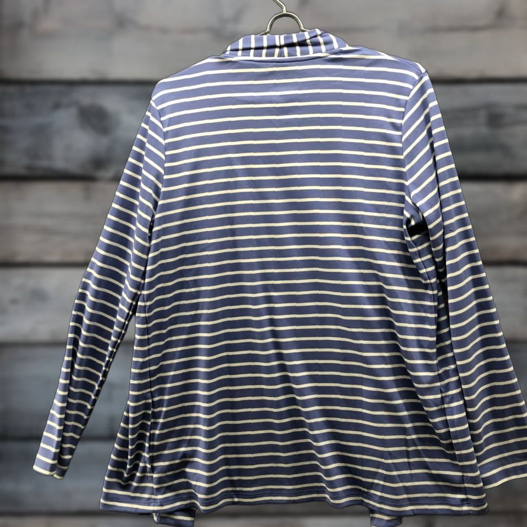 Vintage LL Bean Supima Cotton Cardigan Womens M Blue White Striped Open Front Lightweight Pockets Open Front Casual Travel All Seasons Cardigan Womens/ Girls? Size M / US 6-8 / IT 42-44 - 1 Thumbnail