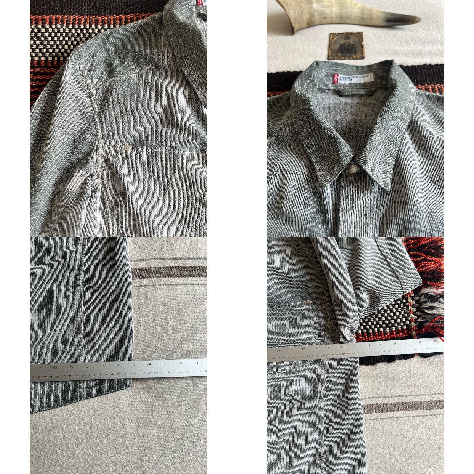 Levi's VINTAGE Levi's Engineered Jacket M Levi's Engineered Corduroy Trucker 38" Chest 2 Front Pockets Twisted 2001 USA Mens Green Brown Denim/Green Jacket Size US M / EU 48-50 / 2 - 9 Thumbnail