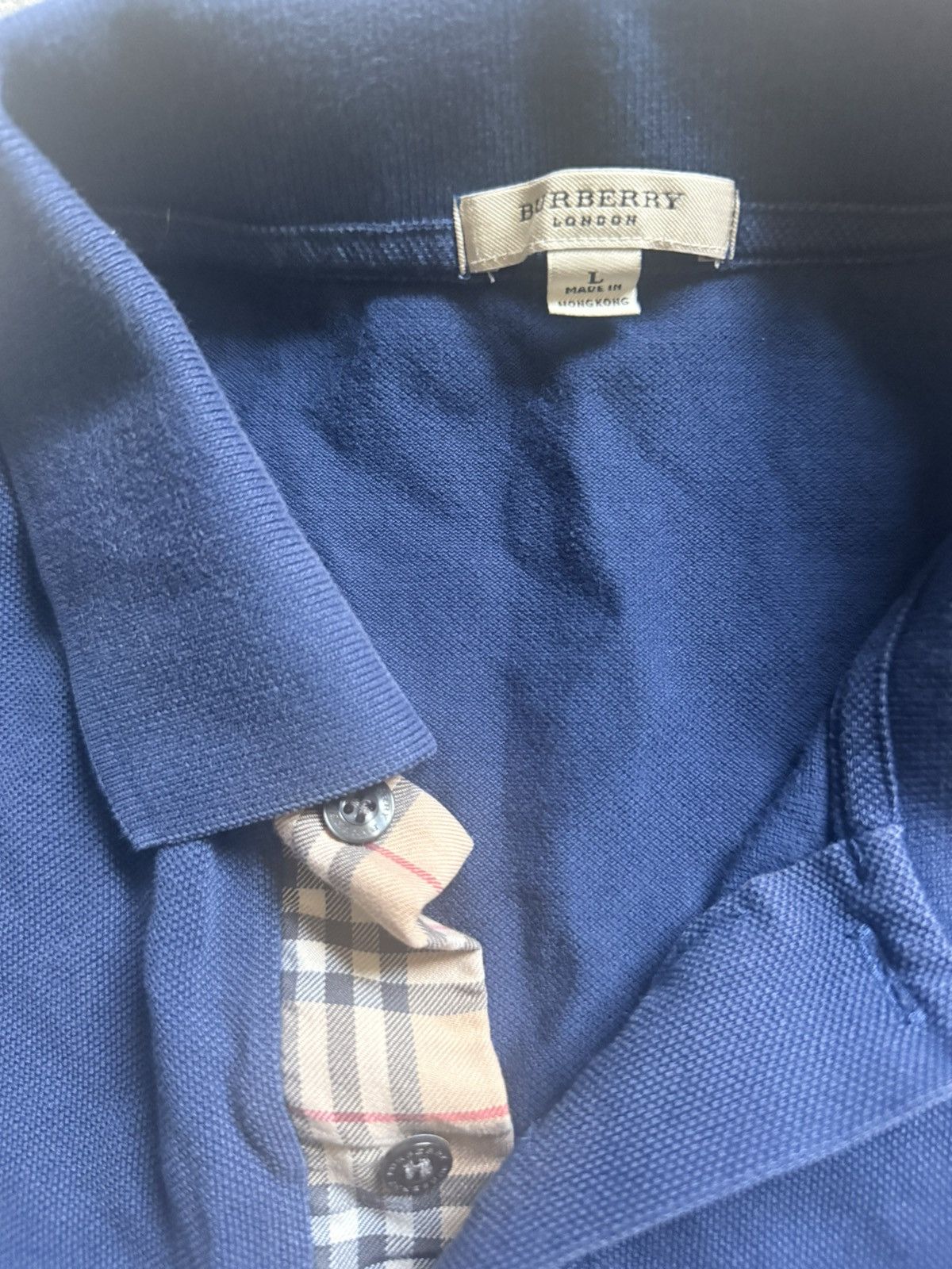 Burberry Authentic Blue Burberry Polo Size US L / EU 52-54 / 3 - 3 Thumbnail